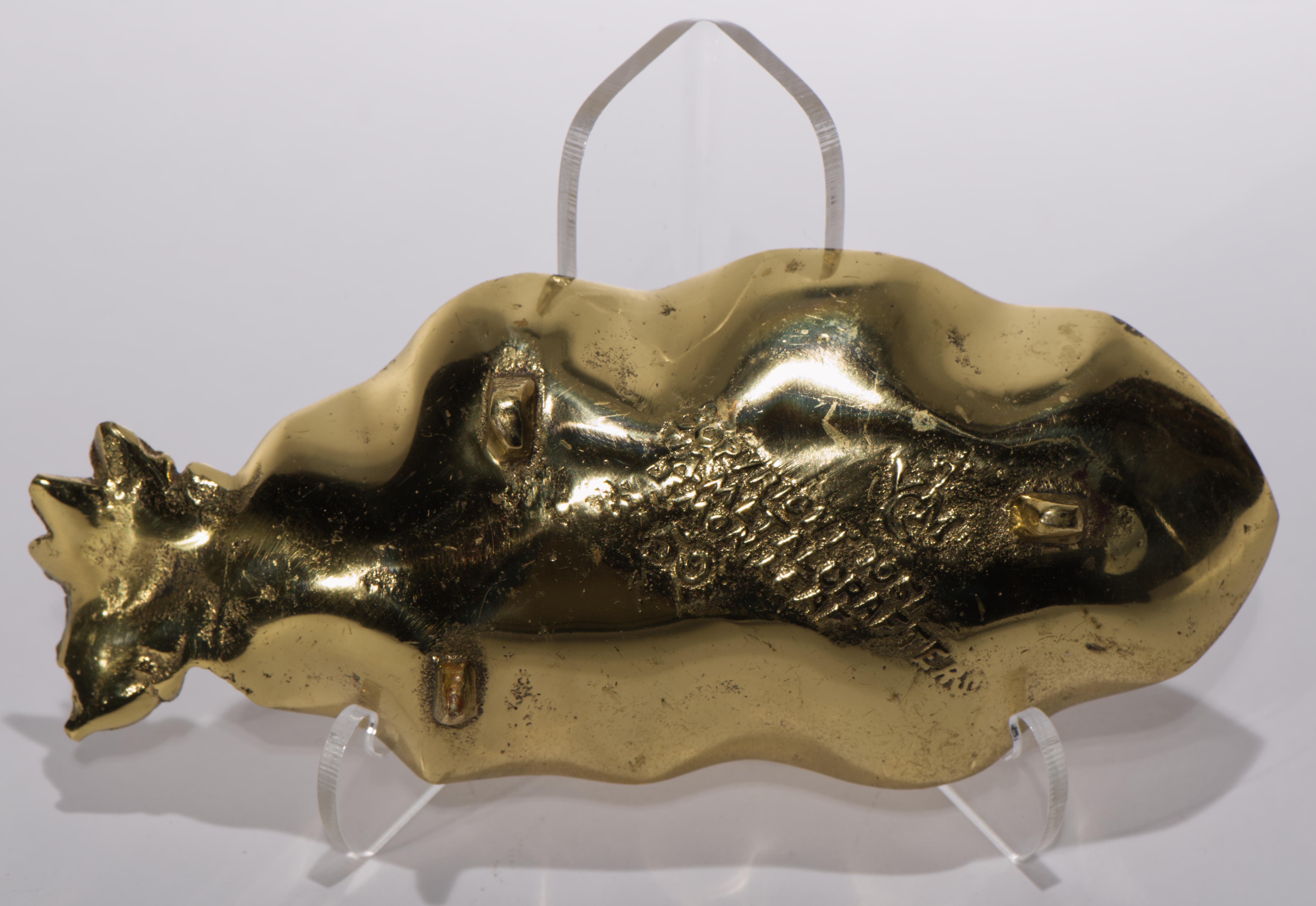 1950er Virginia Metalcrafters Zitronenblatt-Skulptur-Tablett aus Messing im Zustand „Gut“ im Angebot in Clifton Springs, NY