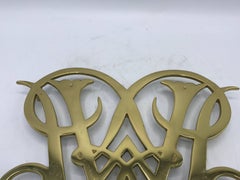 1950s Virginia Metalcrafters Brass Queen Ann Cypher Williamsburg Trivet