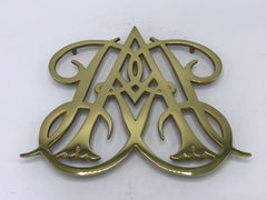 1950s Virginia Metalcrafters Brass Queen Ann Cypher Williamsburg Trivet