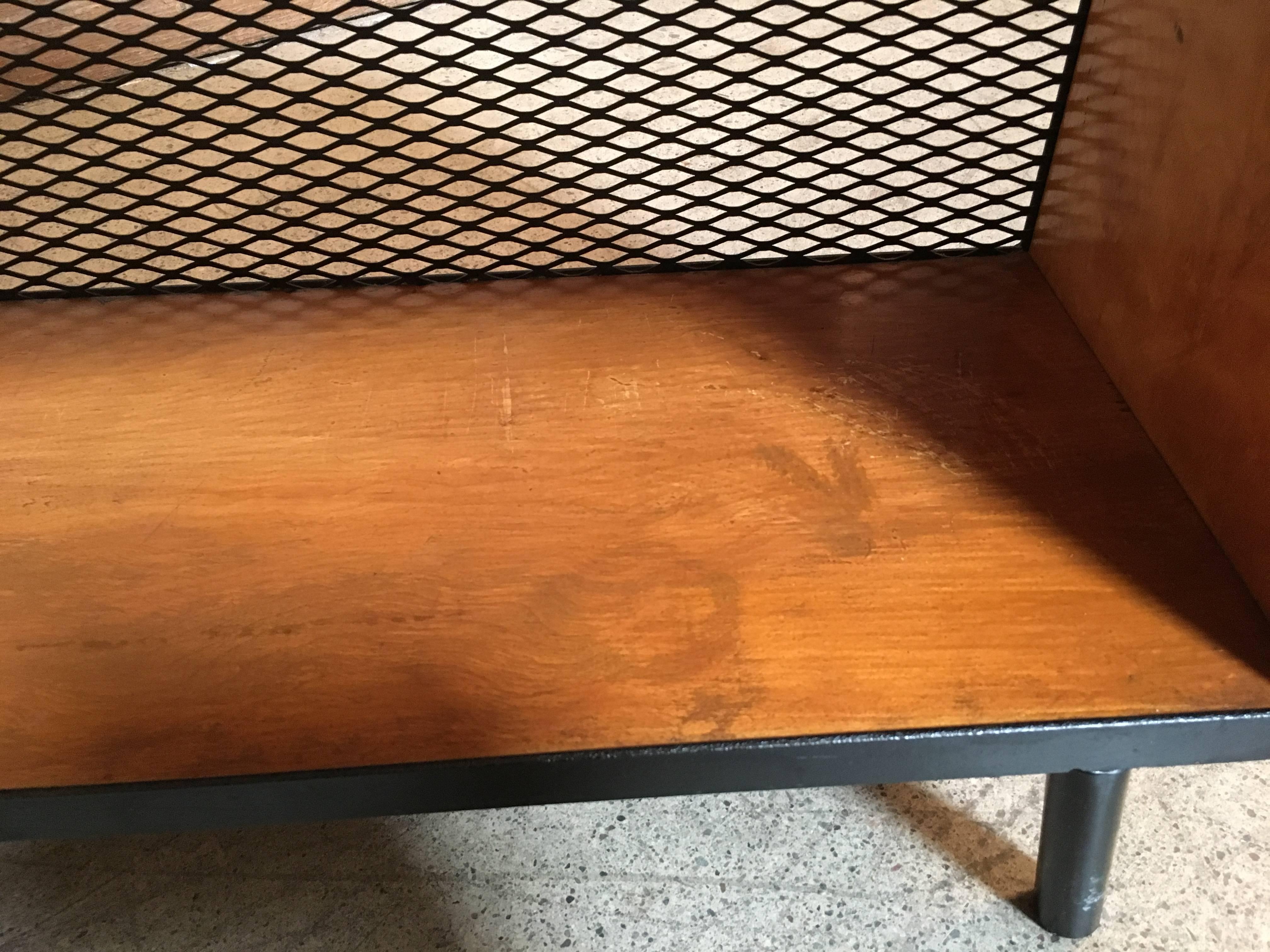 Wood 1950s Vista Furniture Co. Birch and Mesh Metal Bookcase
