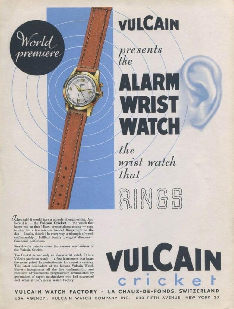 1950's VULCAIN CRICKET Vintage Hombre 