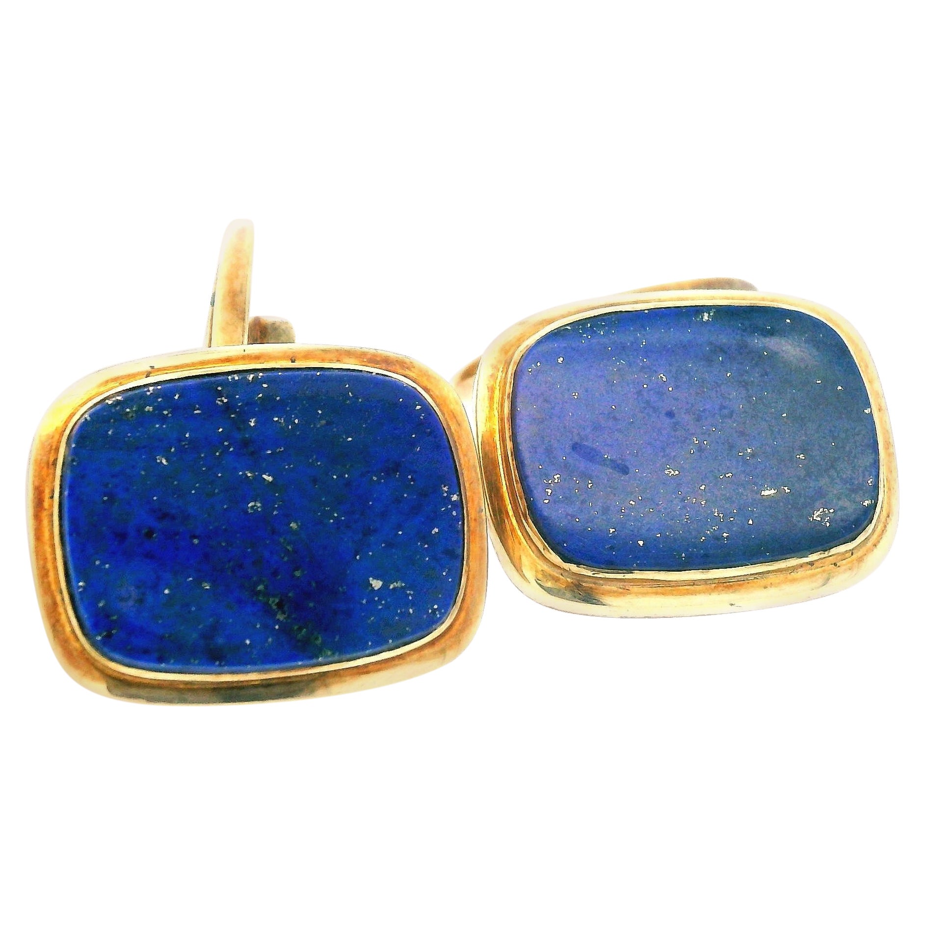 1950s W Germany 14K Yellow Gold Lapis Cufflinks