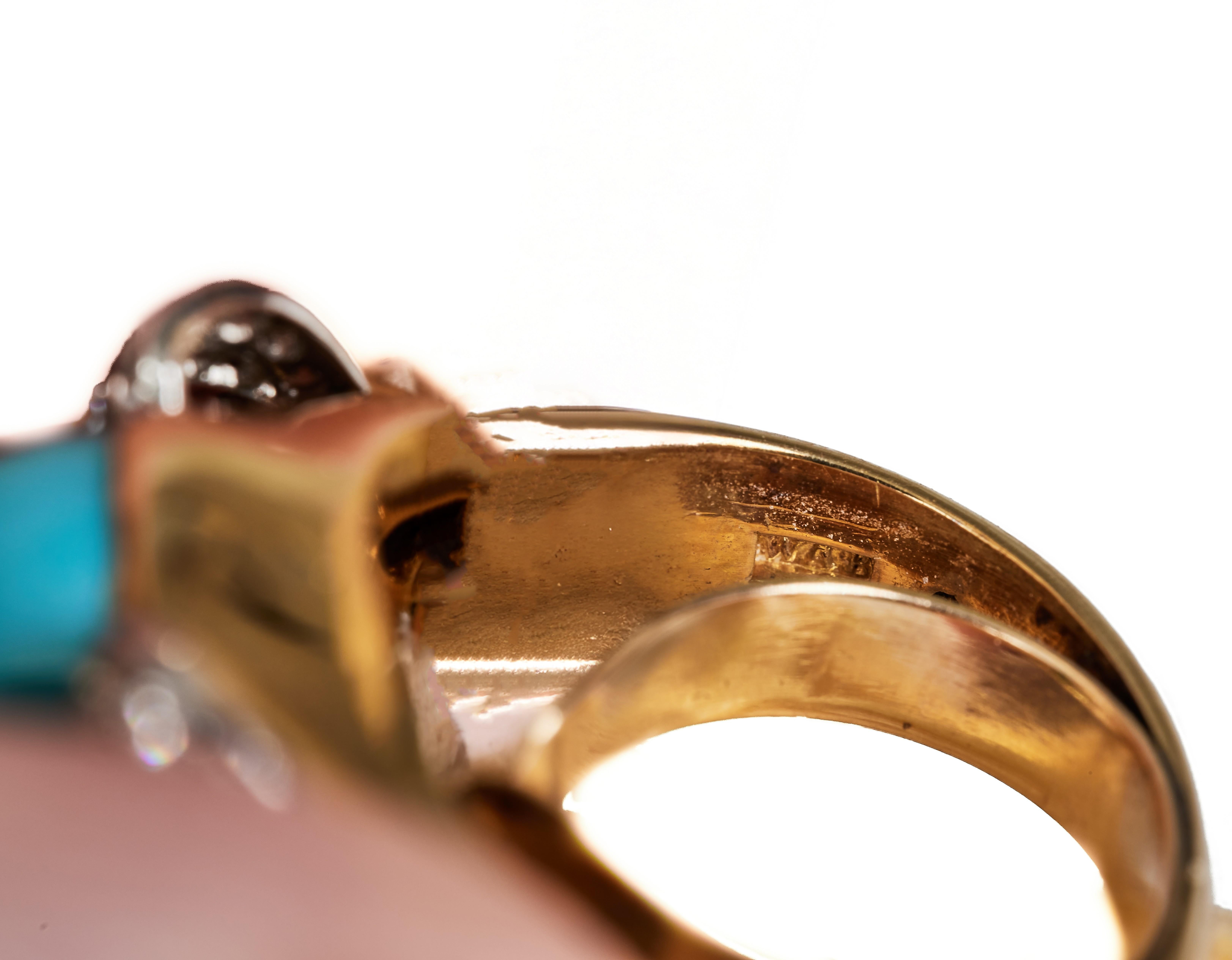 1950s W.A. Bolin ring set with turquoise and diamonds. For Sale 4