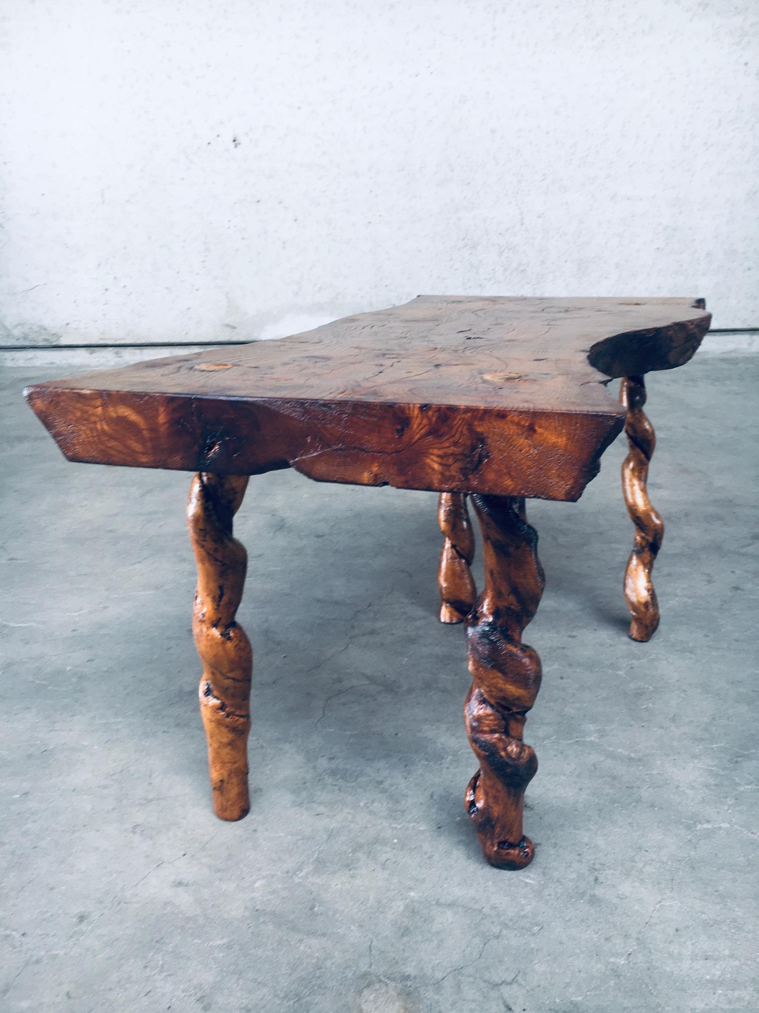 1950's Wabi Sabi Style Handcrafted Oak & Grape Wood Side Table For Sale 4