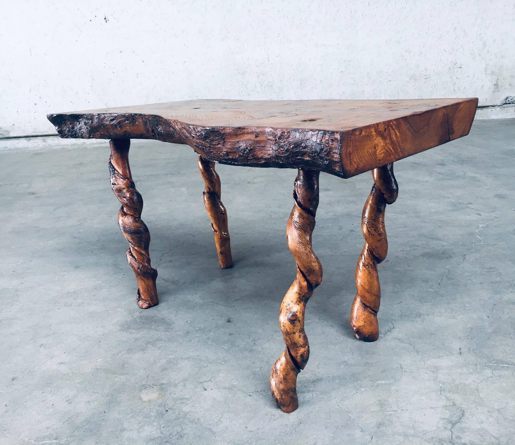 1950's Wabi Sabi Style Handcrafted Oak & Grape Wood Side Table For Sale 5