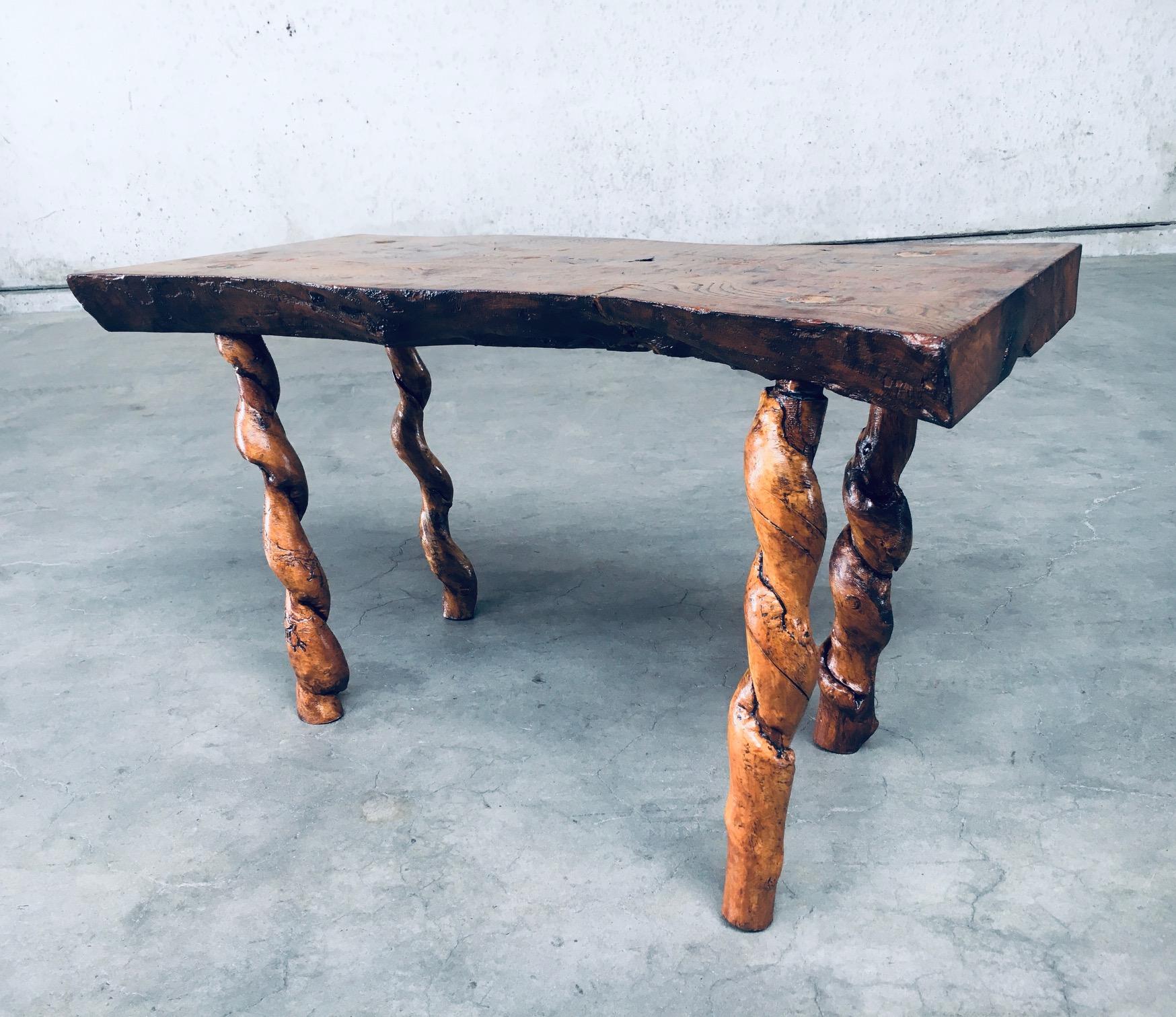 1950's Wabi Sabi Style Handcrafted Oak & Grape Wood Side Table For Sale 6