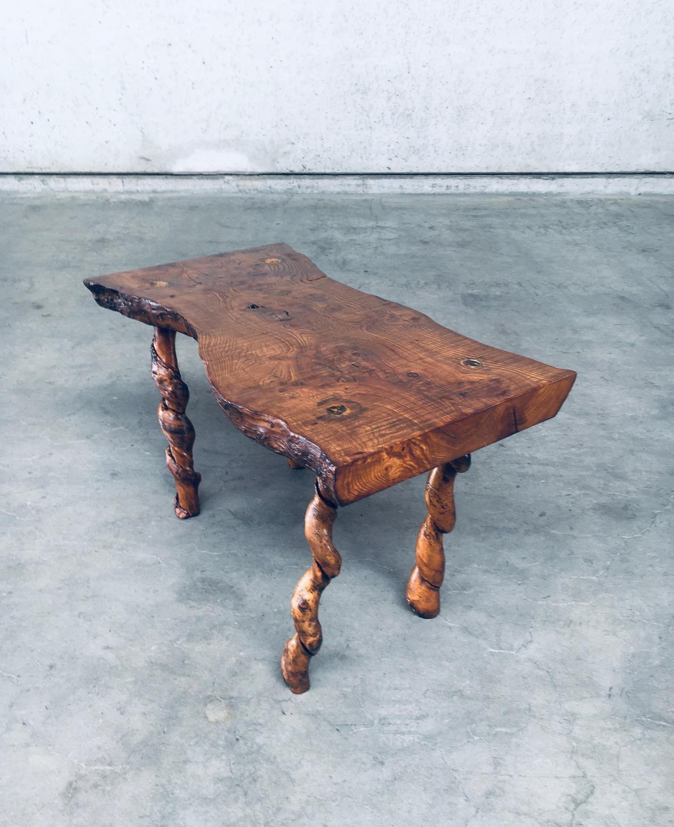 1950's Wabi Sabi Style Handcrafted Oak & Grape Wood Side Table For Sale 2