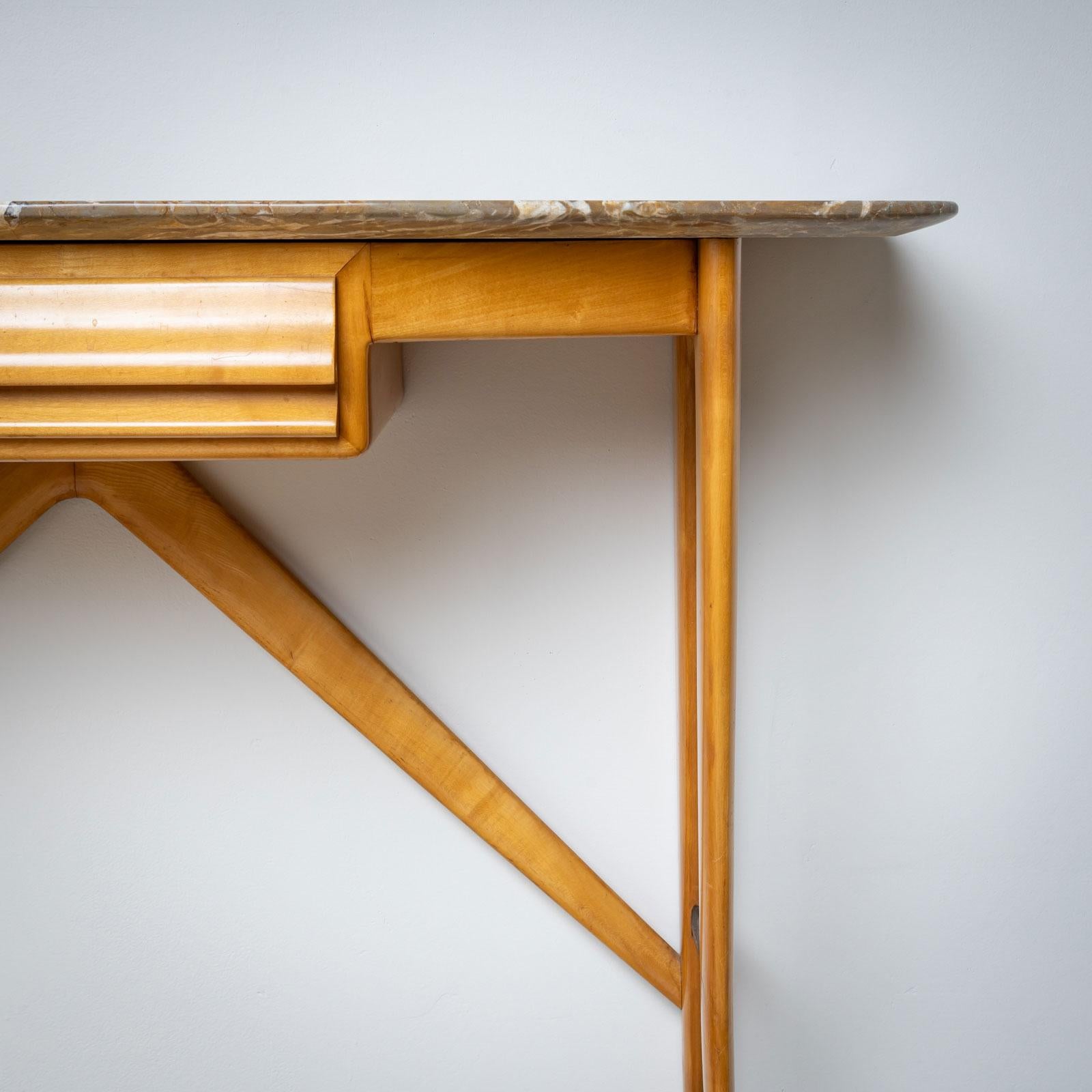 20th Century 1950s Wall Console with Marble Top, Italy For Sale