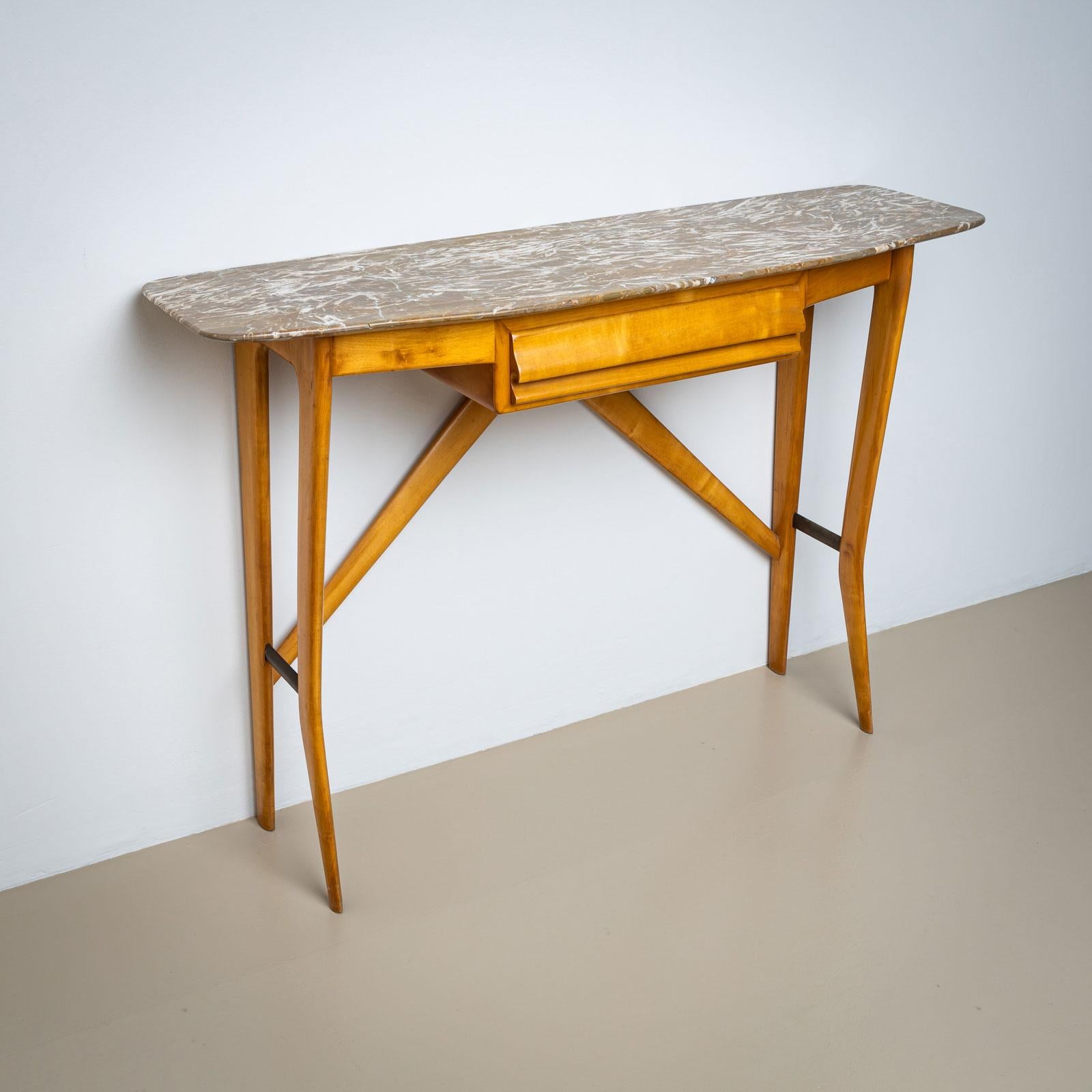 1950s Wall Console with Marble Top, Italy For Sale 1