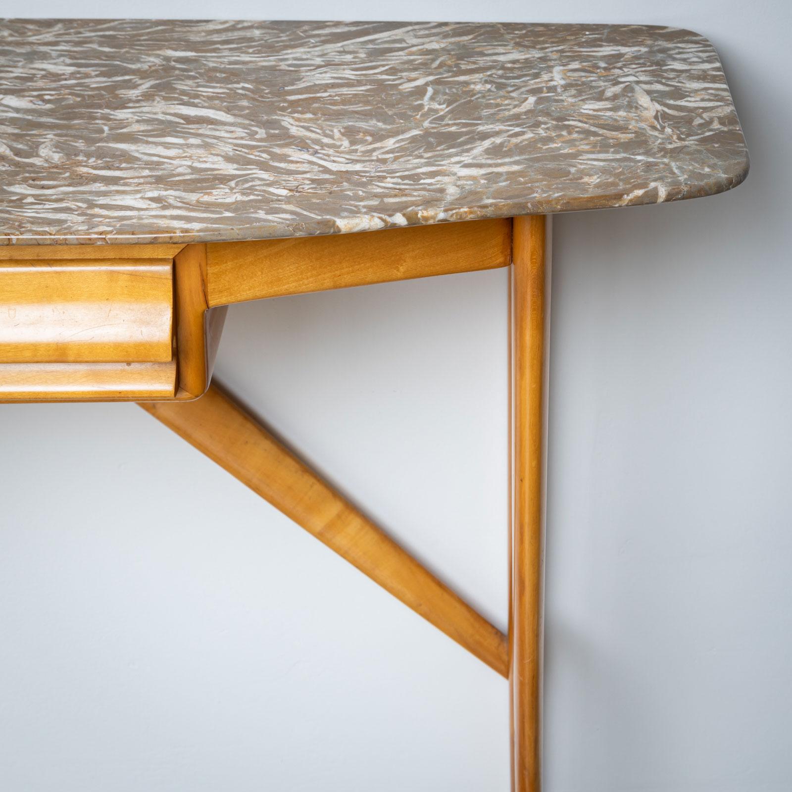 1950s Wall Console with Marble Top, Italy For Sale 2