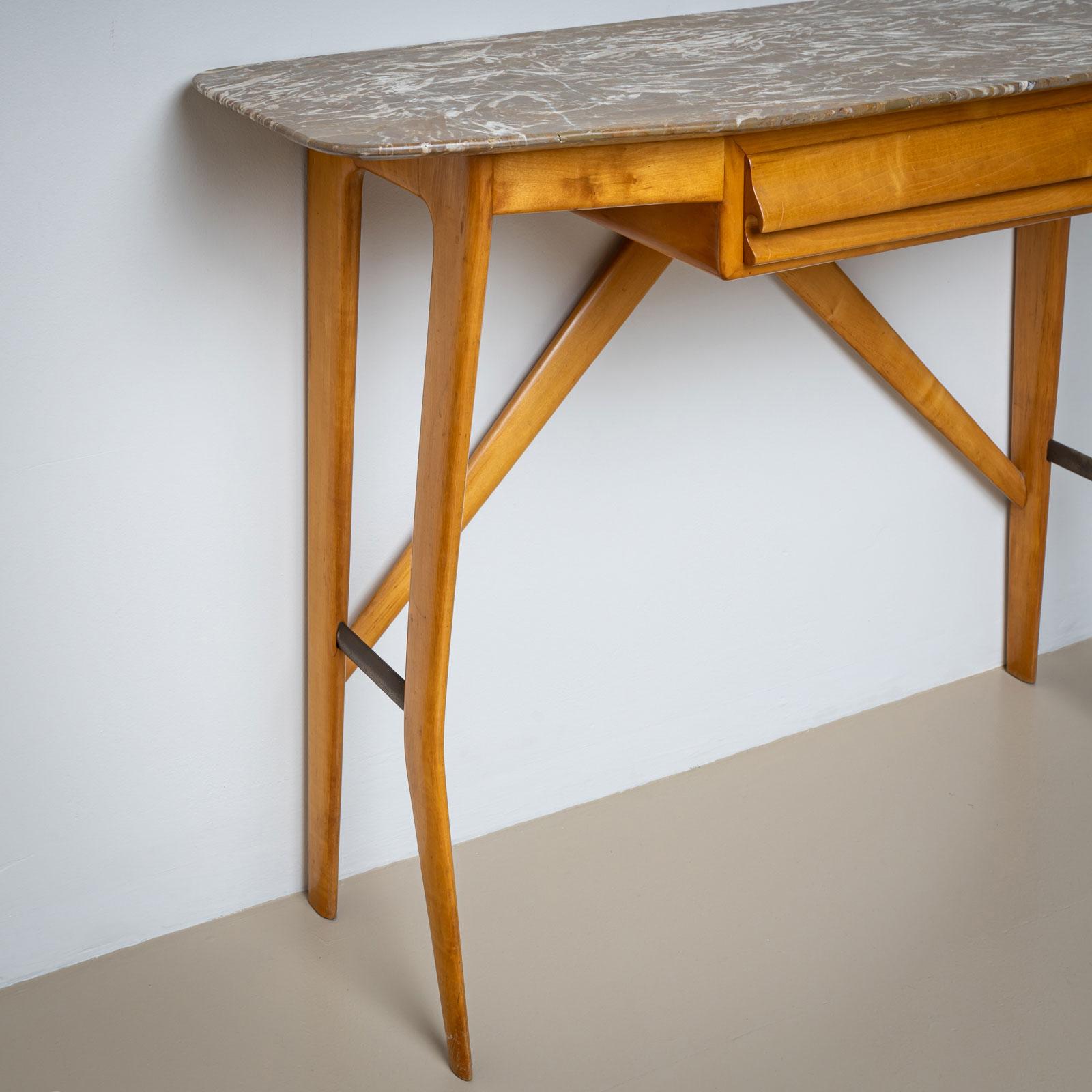1950s Wall Console with Marble Top, Italy For Sale 3