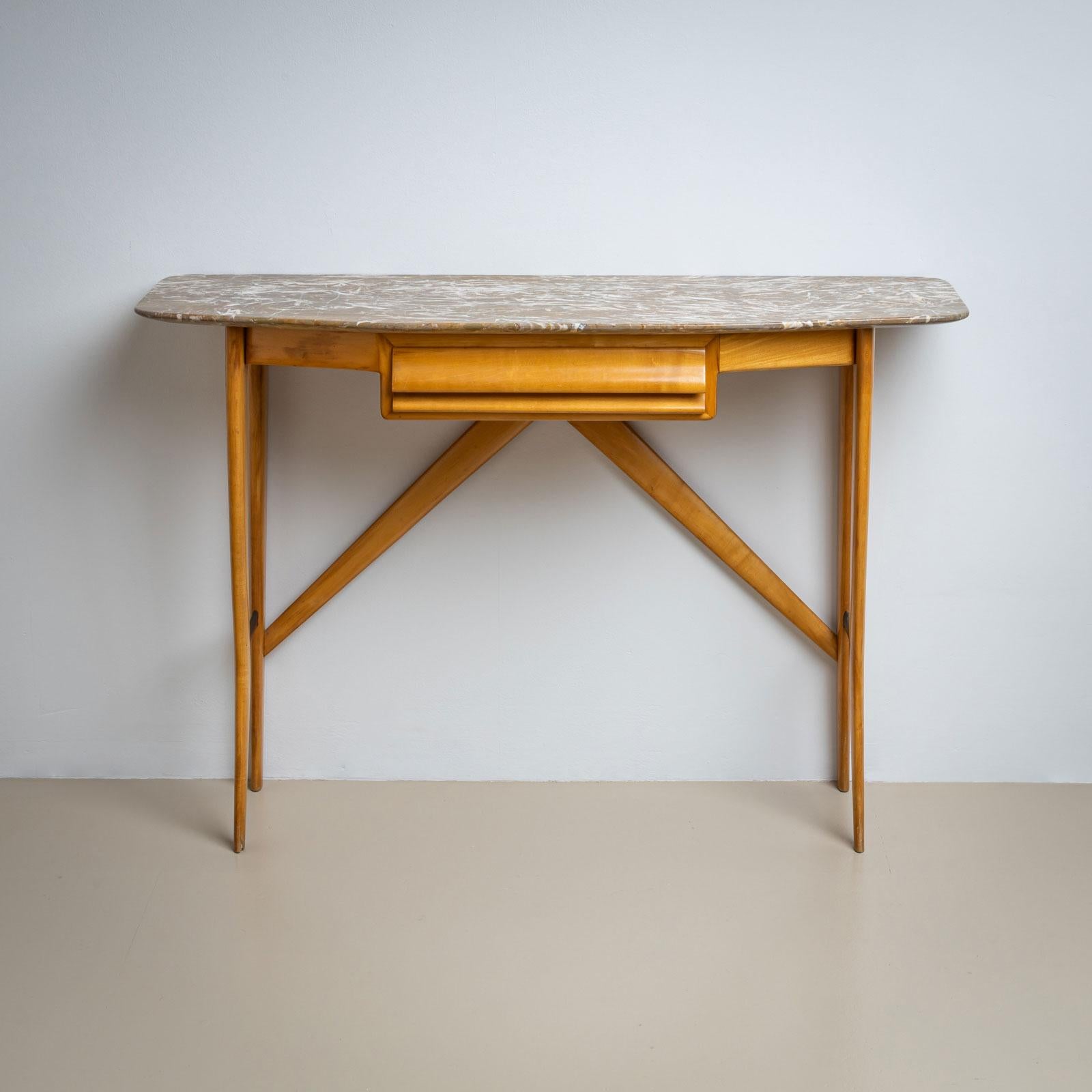1950s Wall Console with Marble Top, Italy For Sale 4