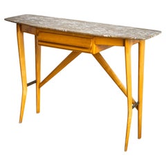 Console murale des années 1950 avec dessus en marbre, Italie