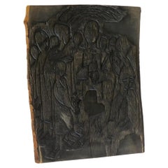 1950s Wall Hanging Carved Wooden Print Block by Pauline Jacobsen Christian Soul