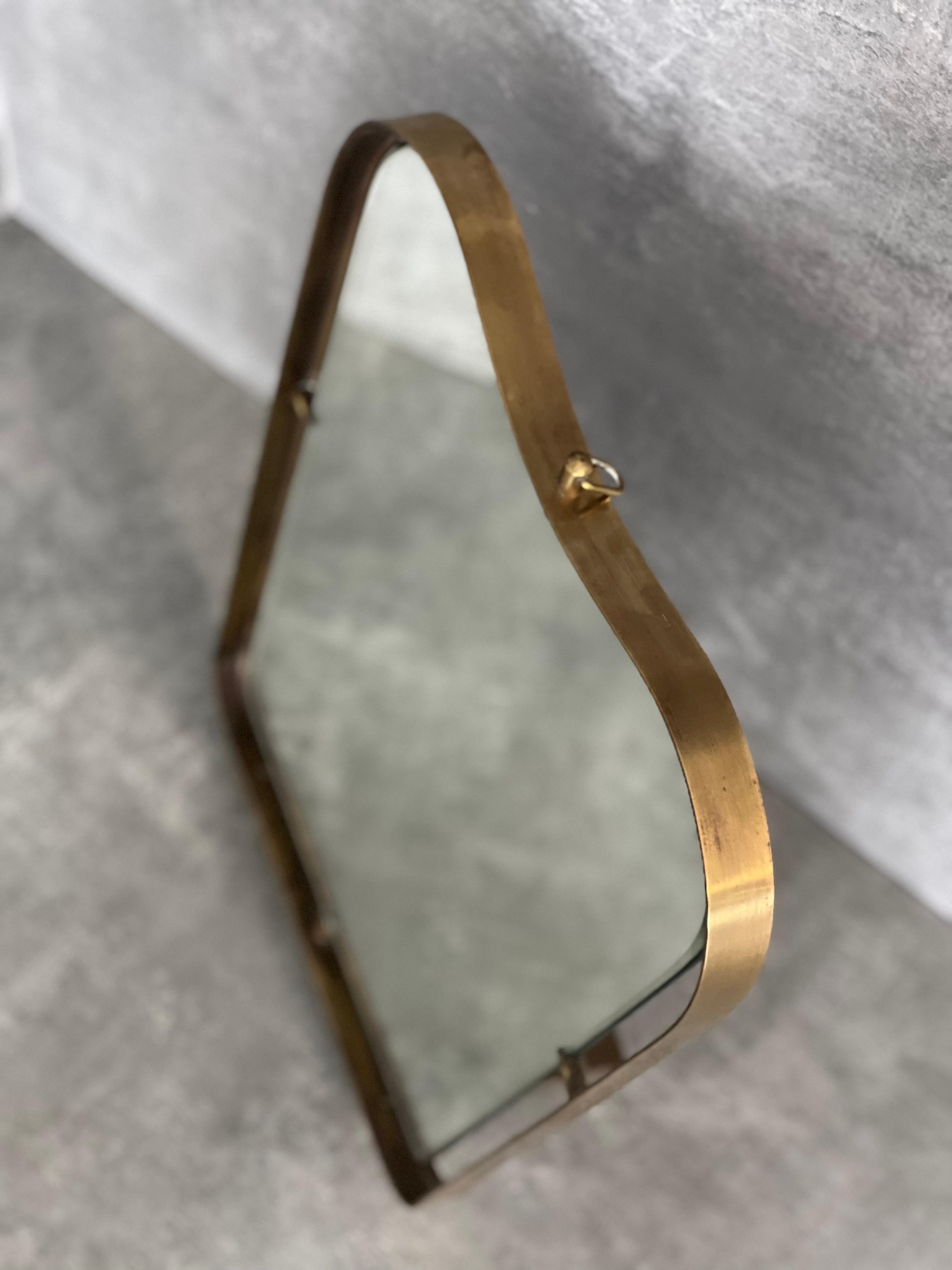 1950s wall or table brass mirror  For Sale 7