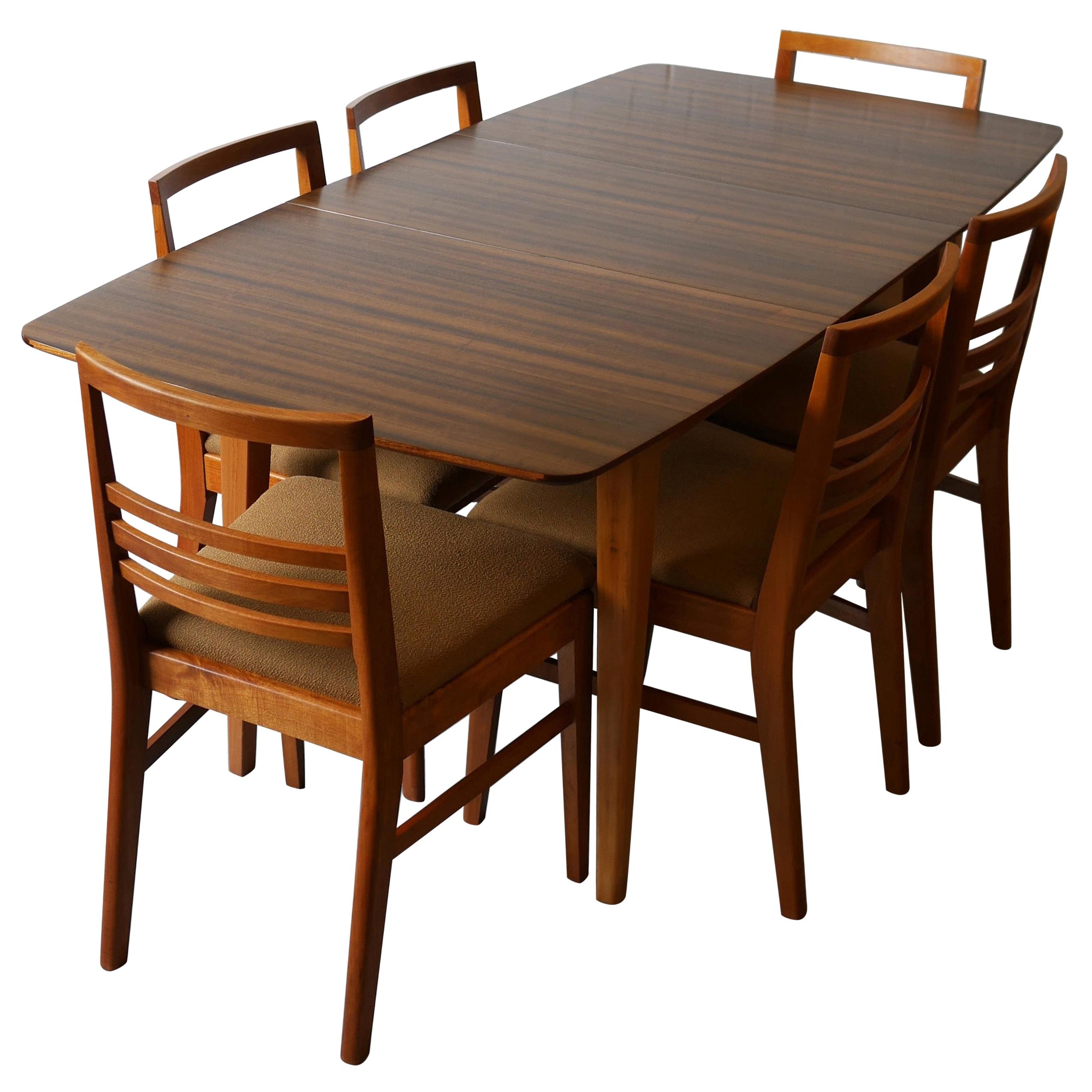 1950s Walnut and Beech Dining Set by Vesper Furniture For Sale