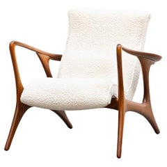 1950s walnut and White New Upholstery Lounge Chair by Vladimir Kagan
