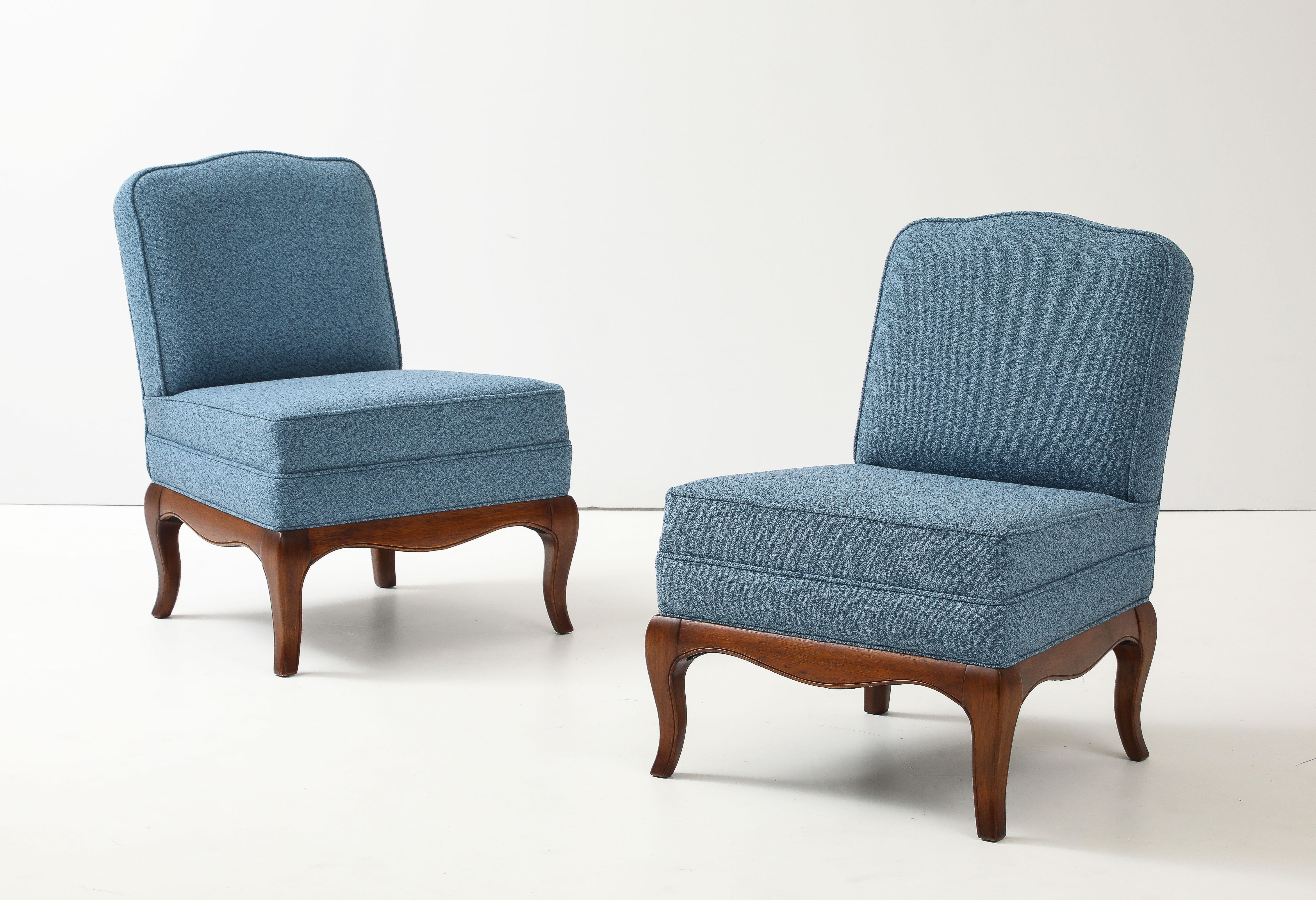 1950's Walnut Base Slipper Chairs By Drexel Heritage For Sale 3