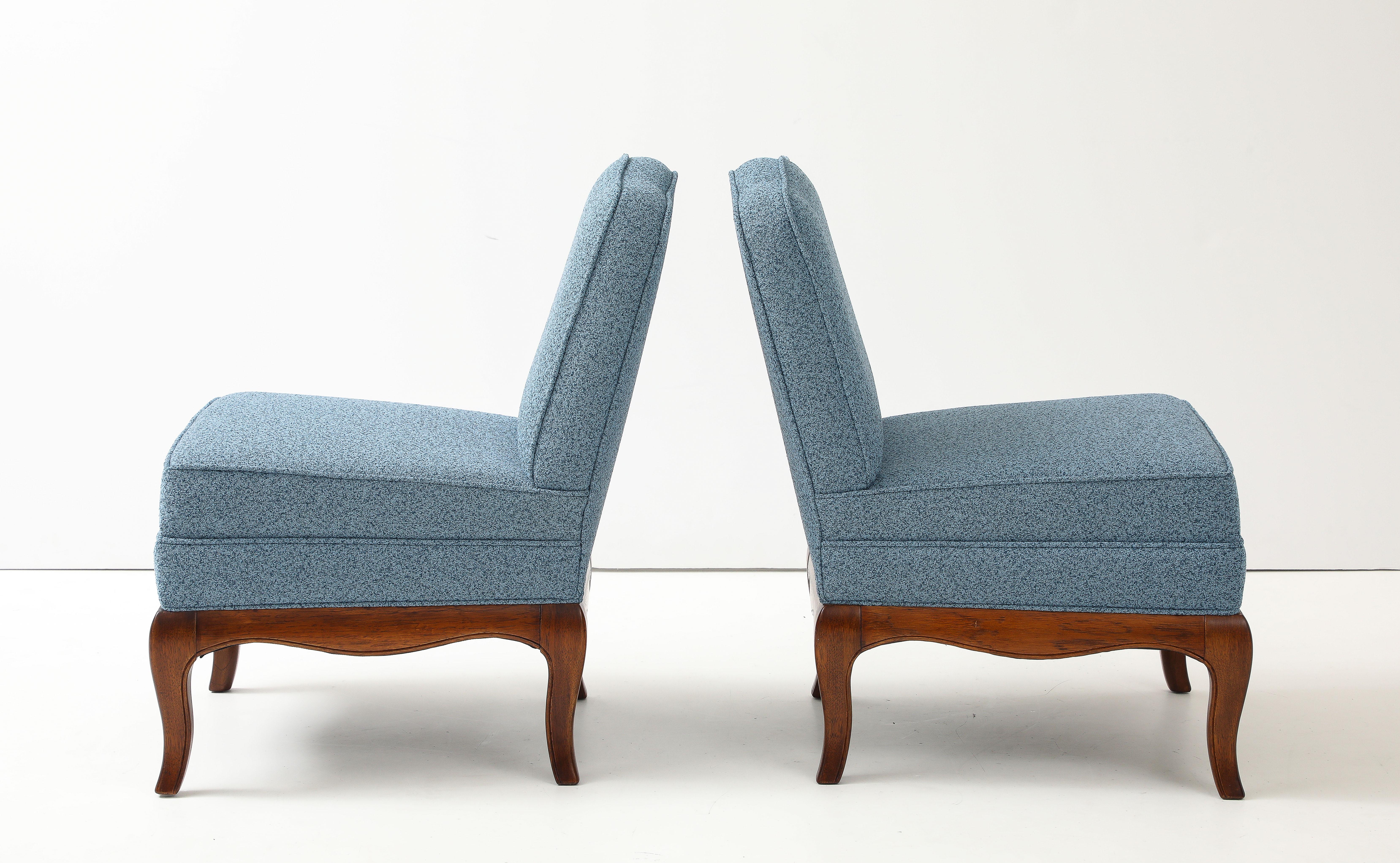 1950's Walnut Base Slipper Chairs By Drexel Heritage For Sale 4
