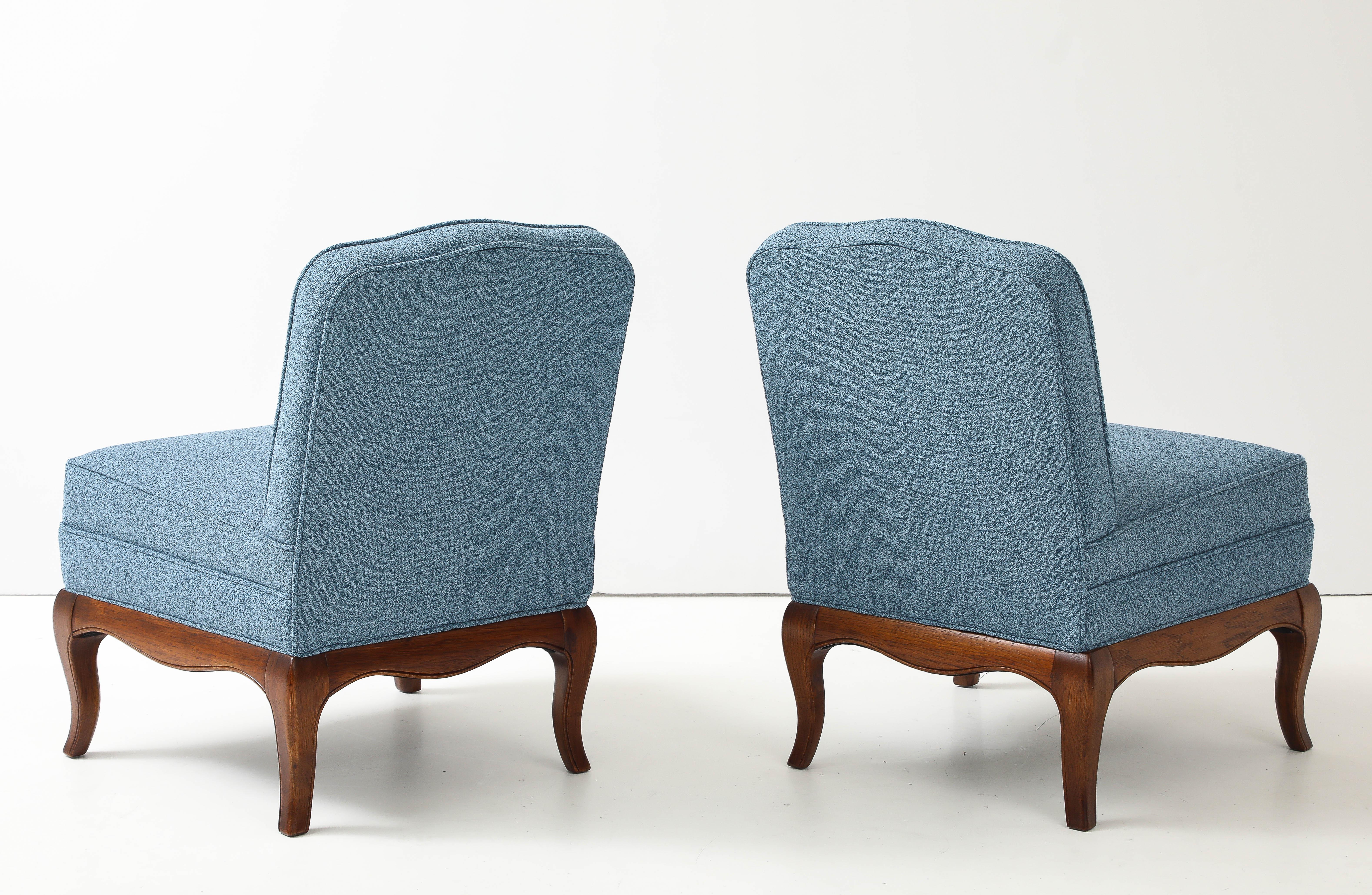 1950's Walnut Base Slipper Chairs By Drexel Heritage For Sale 5