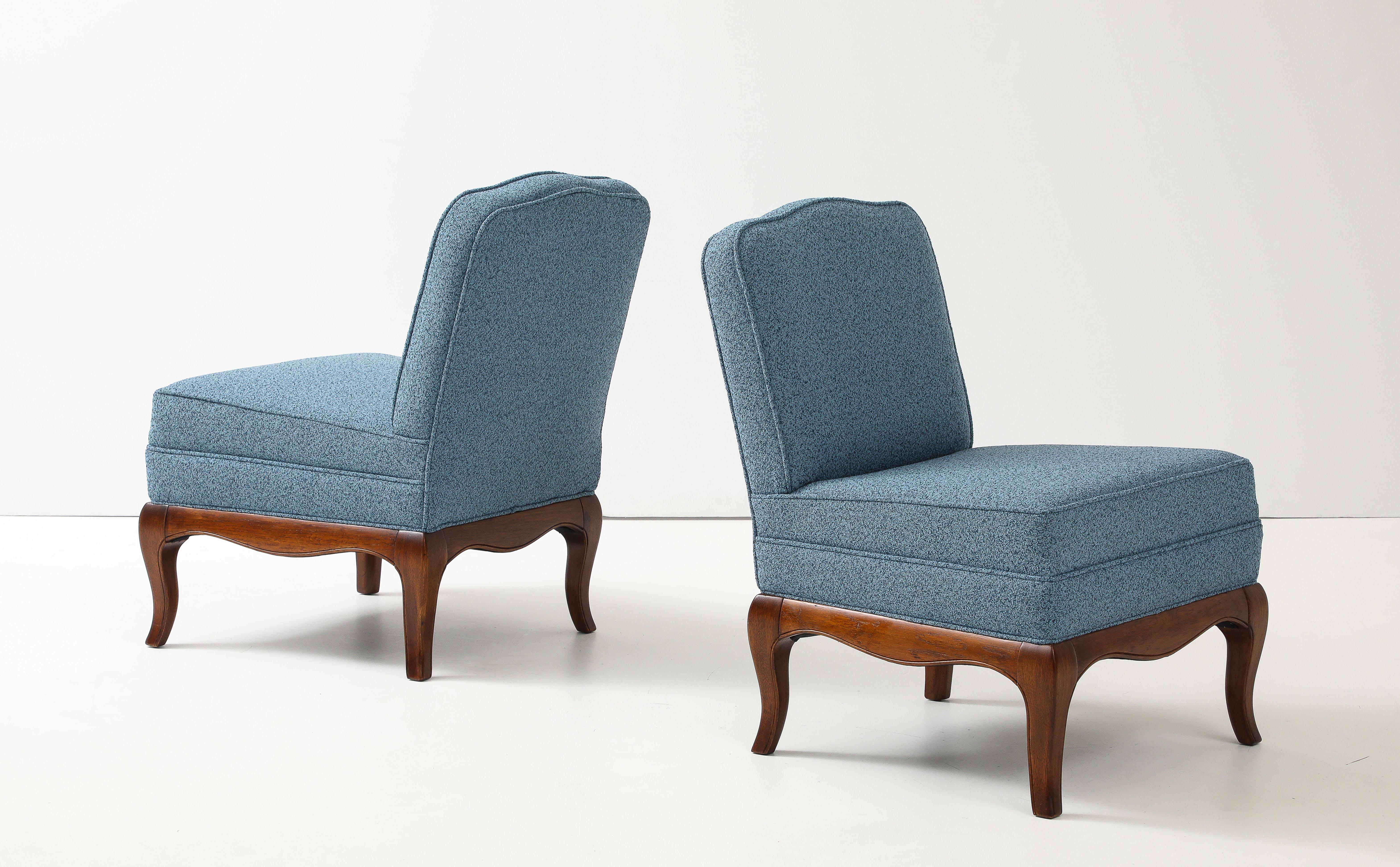 1950's Walnut Base Slipper Chairs By Drexel Heritage For Sale 6