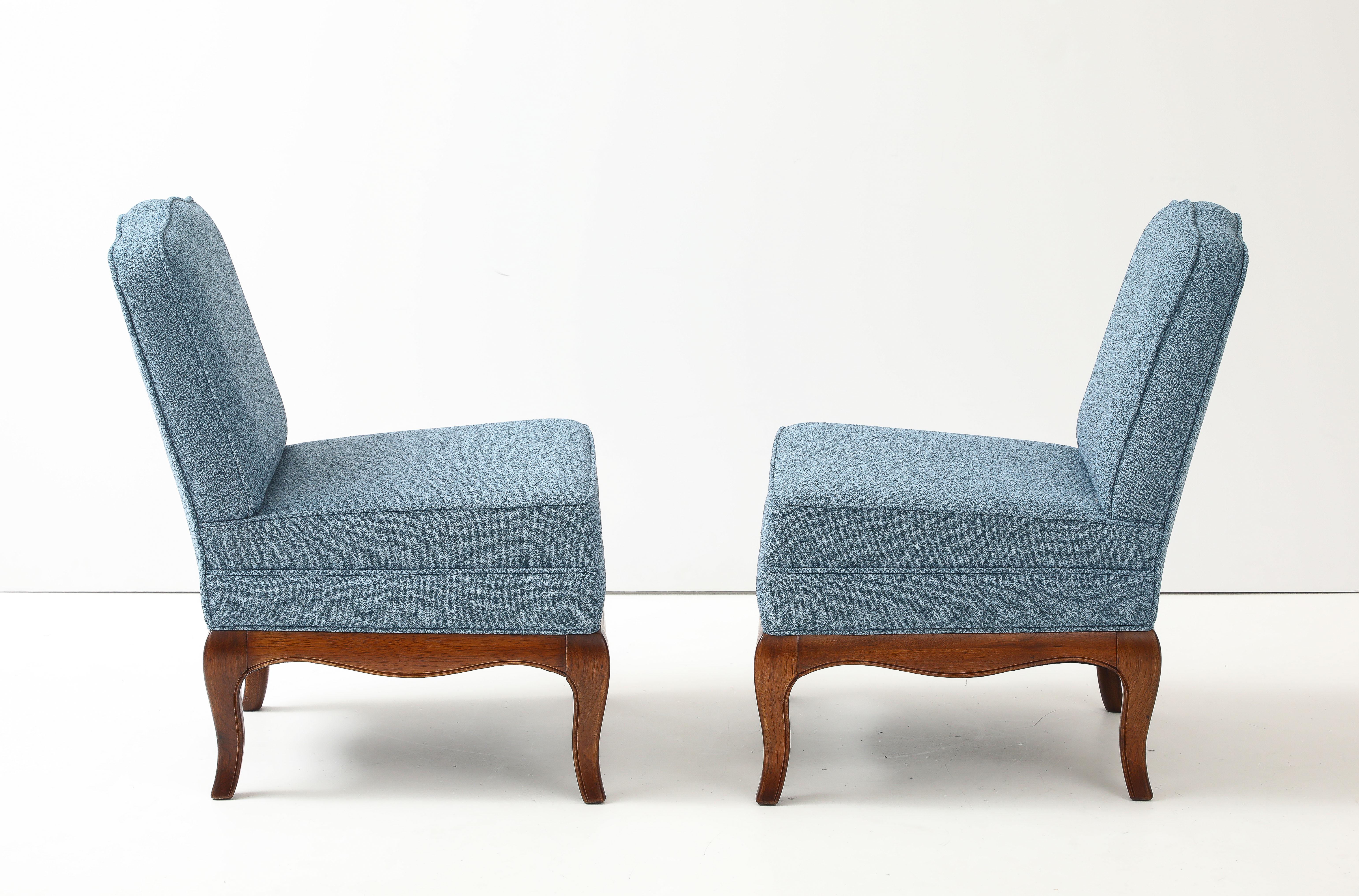 American 1950's Walnut Base Slipper Chairs By Drexel Heritage For Sale