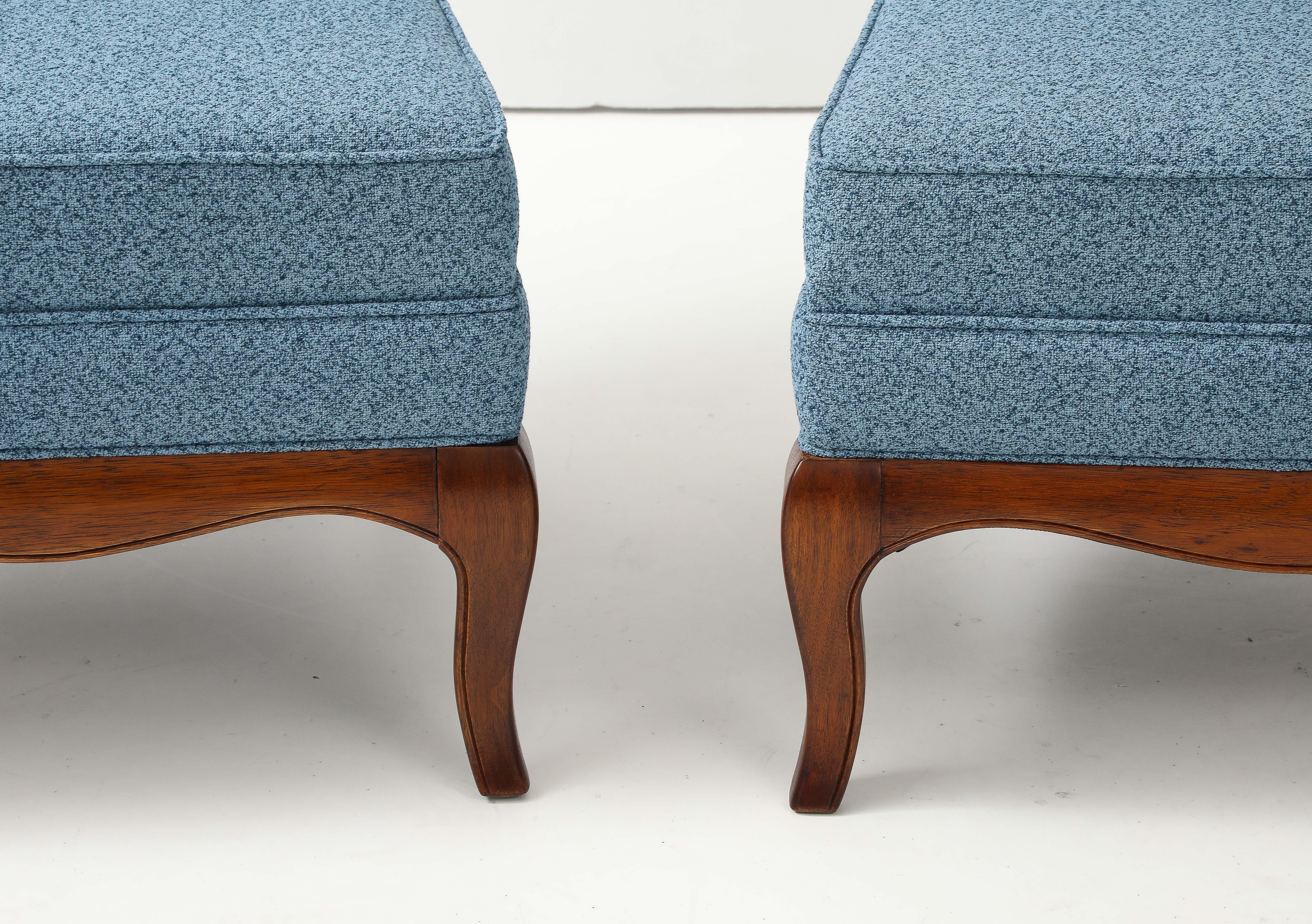 1950's Walnut Base Slipper Chairs By Drexel Heritage In Good Condition For Sale In New York, NY