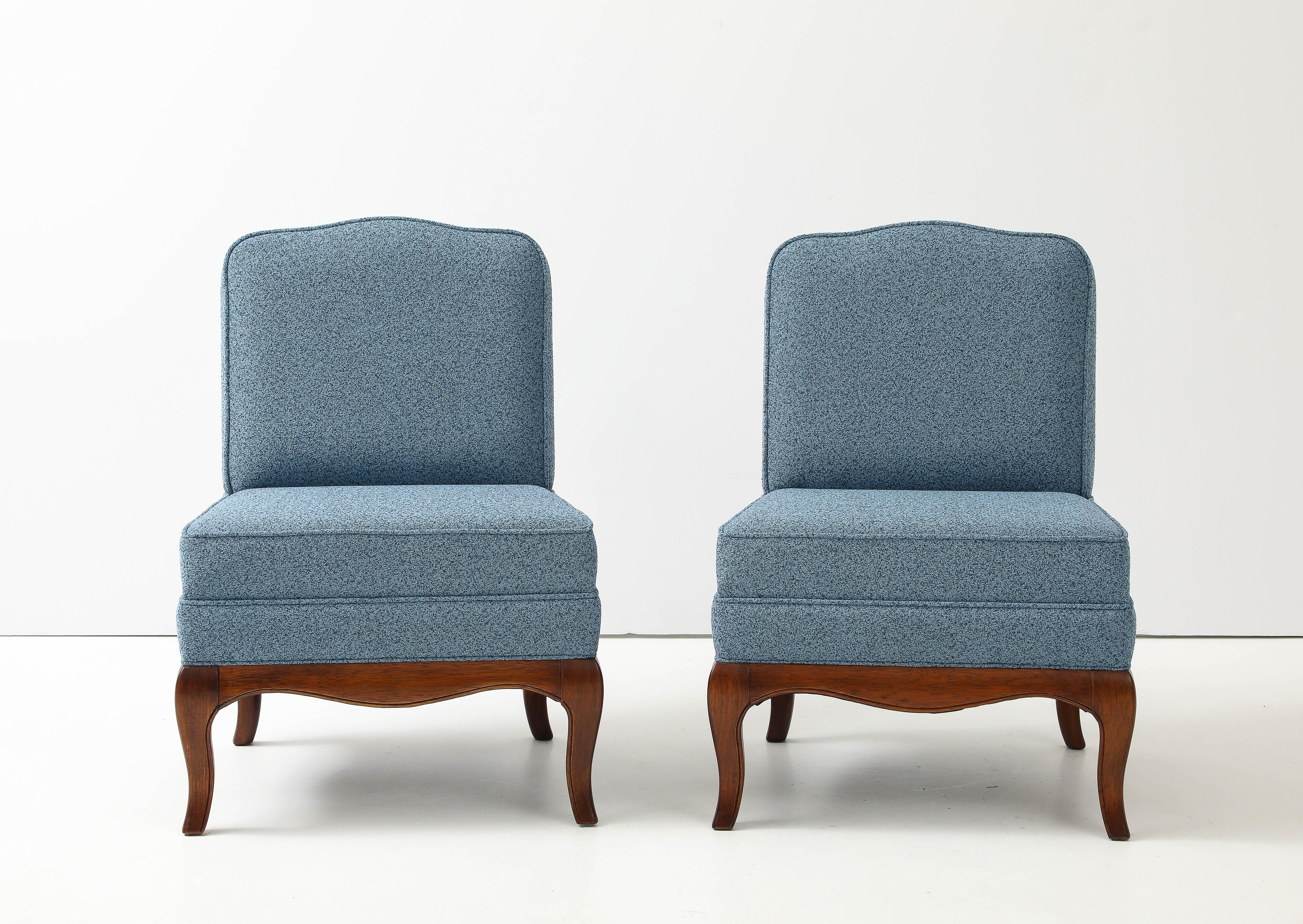 1950's Walnut Base Slipper Chairs By Drexel Heritage For Sale 2