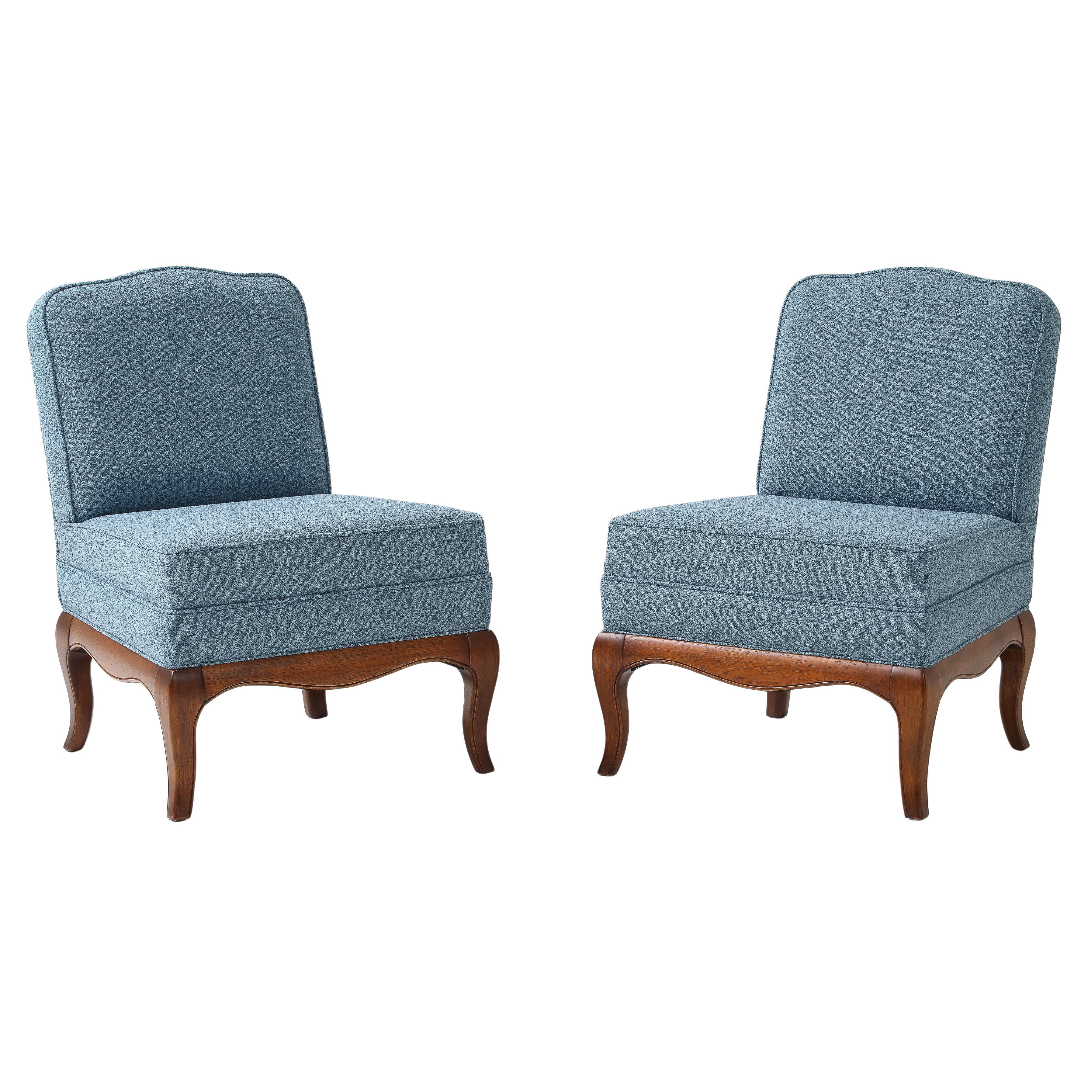 1950's Walnut Base Slipper Chairs By Drexel Heritage
