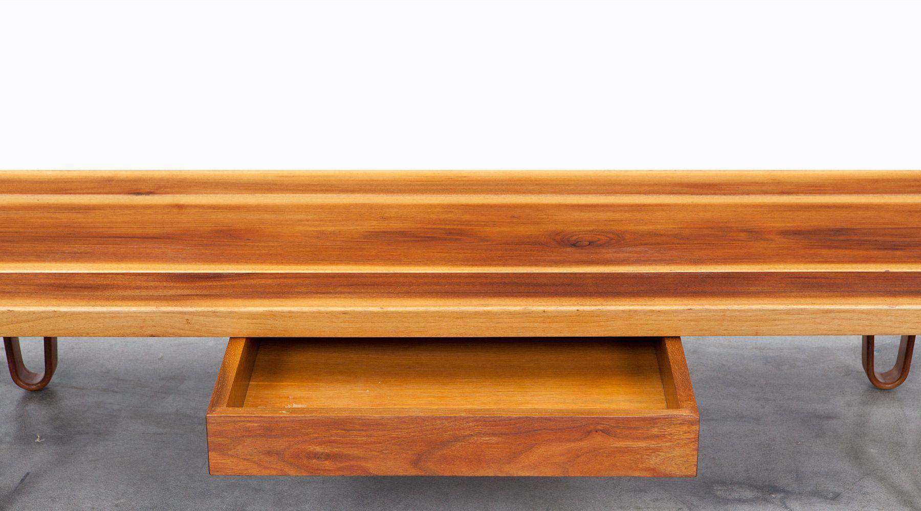 American 1950s Walnut Bench with Drawer by Edward Wormley 'e'