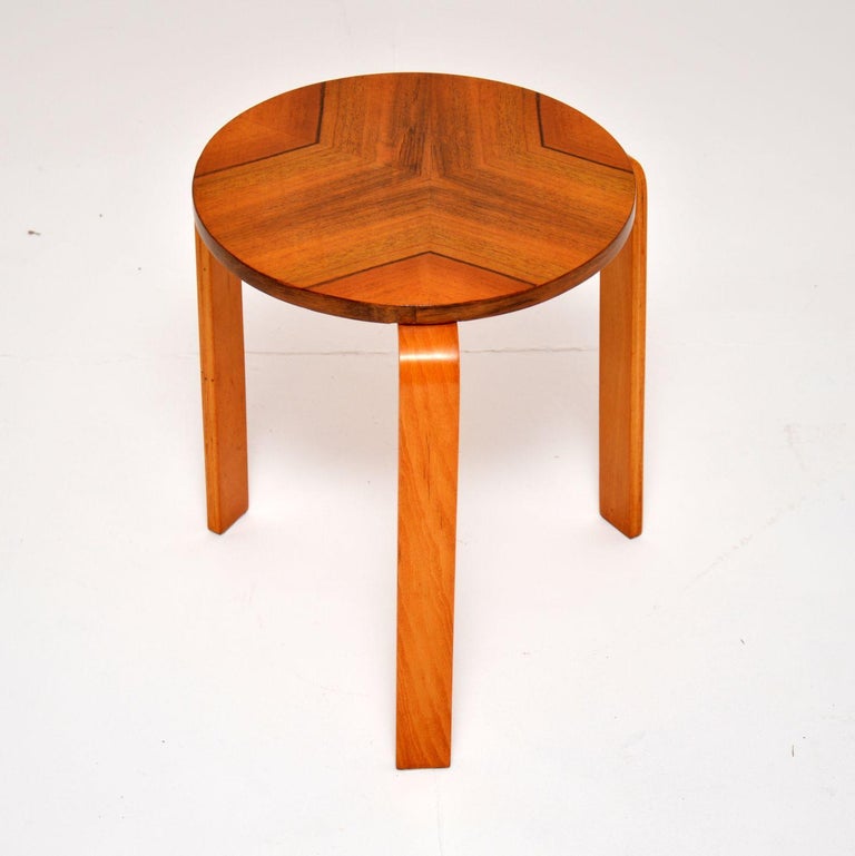 1950's Walnut Bentwood Stool / Side Table For Sale at 1stDibs