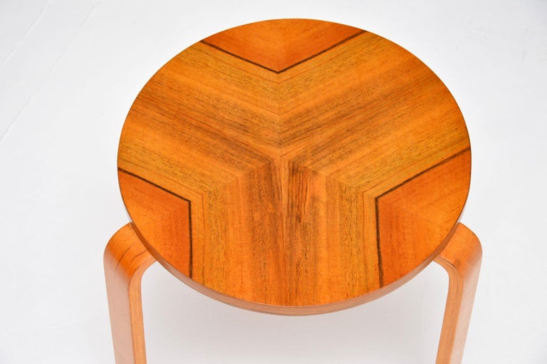 1950's Walnut Bentwood Stool / Side Table For Sale at 1stDibs