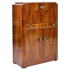 Vintage 1950s Walnut Cocktail Bar Cabinet Turnidge of London