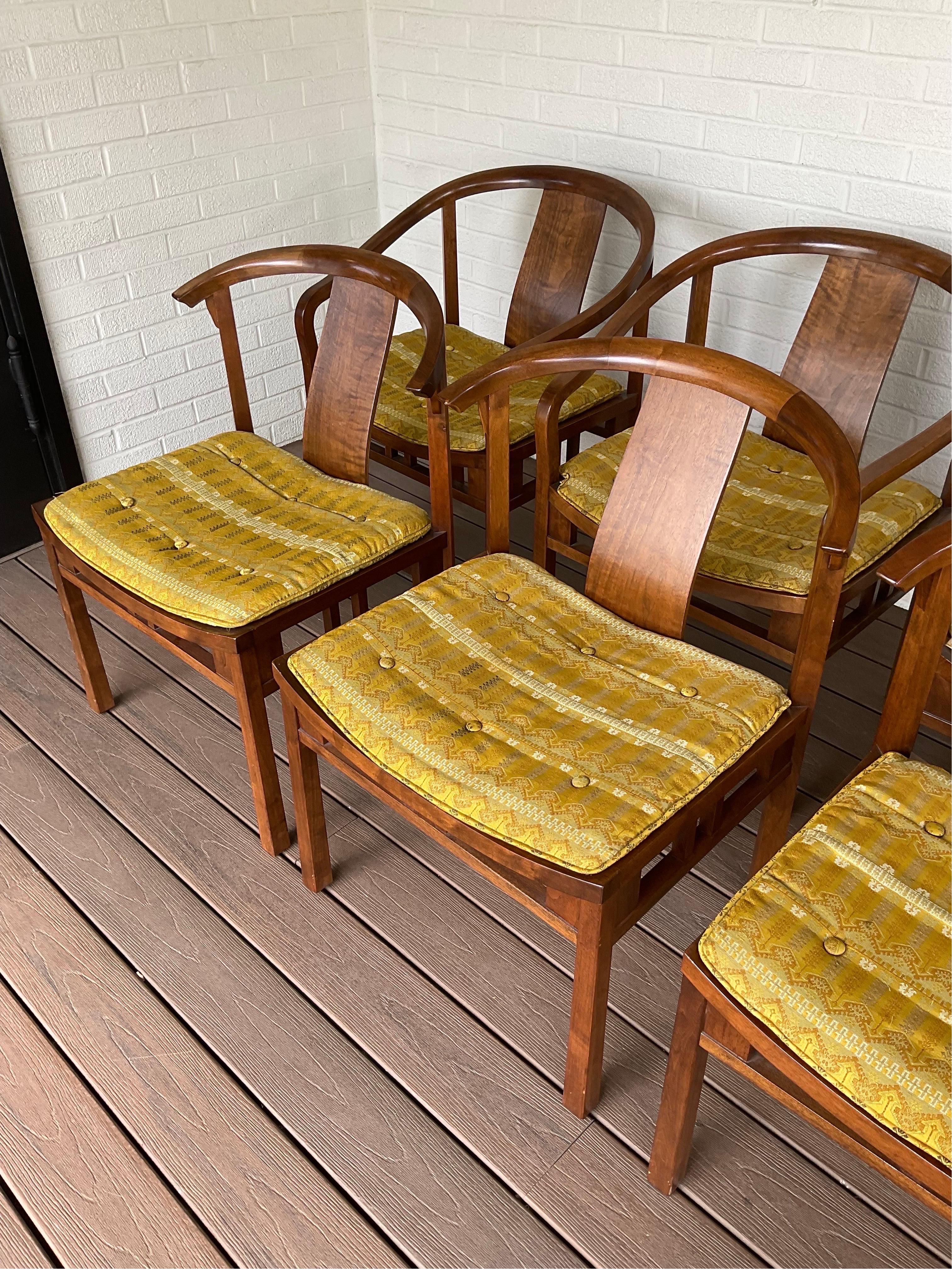 Chinoiserie 1950s Walnut Dining Chairs by Michael Taylor for Baker Furniture - Set of 10 For Sale