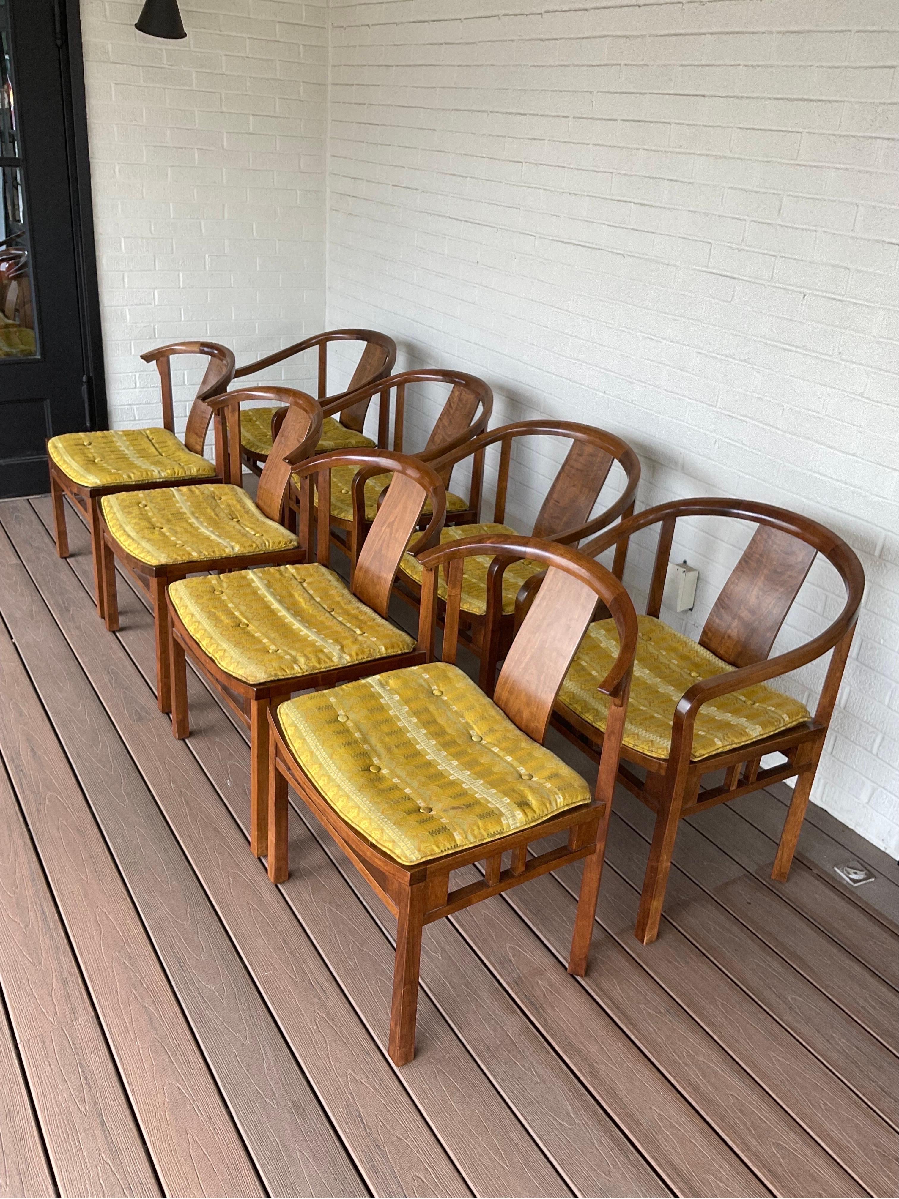 Mid-20th Century 1950s Walnut Dining Chairs by Michael Taylor for Baker Furniture - Set of 10 For Sale