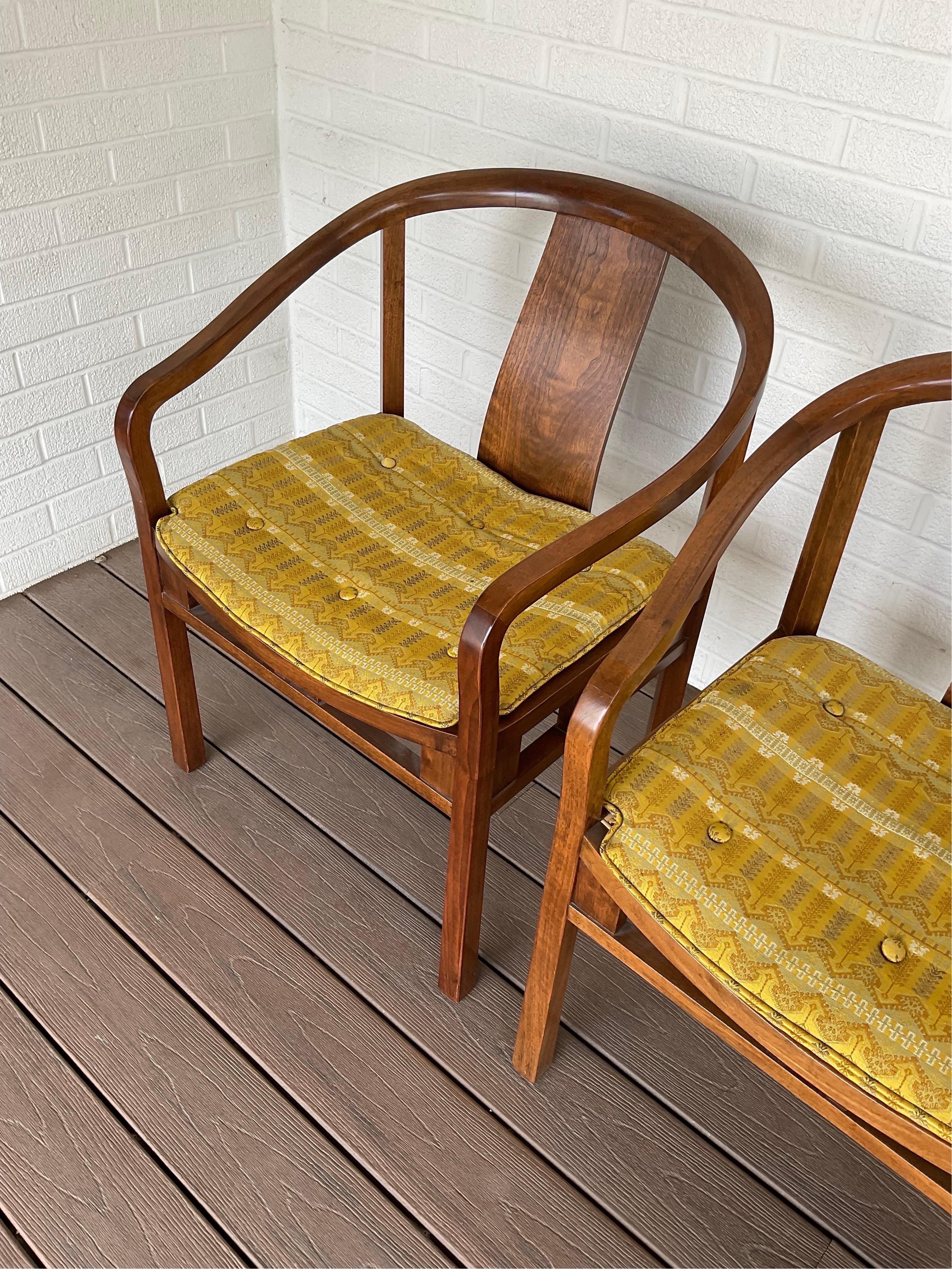 Cane 1950s Walnut Dining Chairs by Michael Taylor for Baker Furniture - Set of 10 For Sale