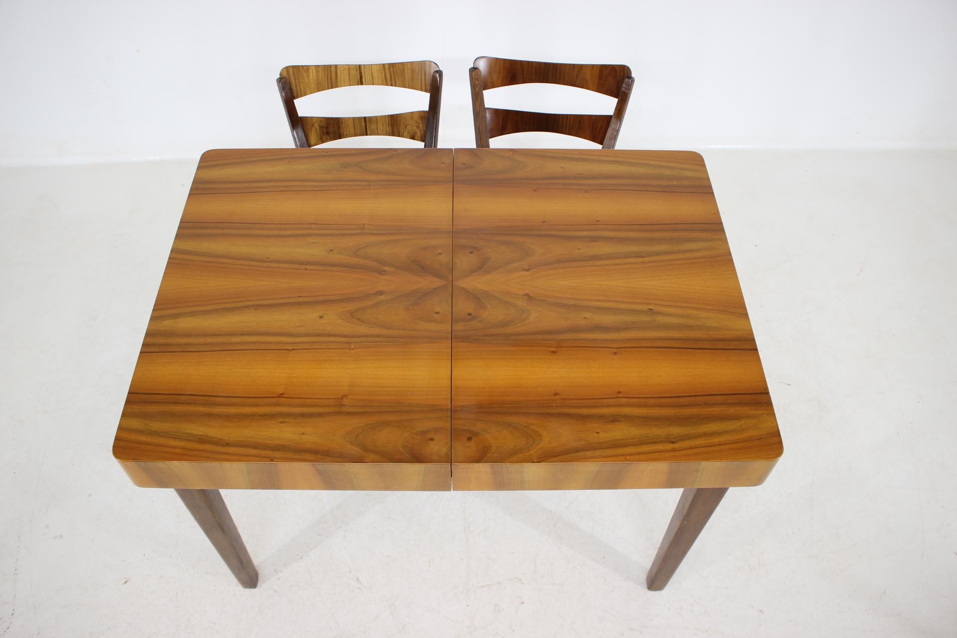 Fabric 1950s Walnut Dining Set, Czechoslovakia