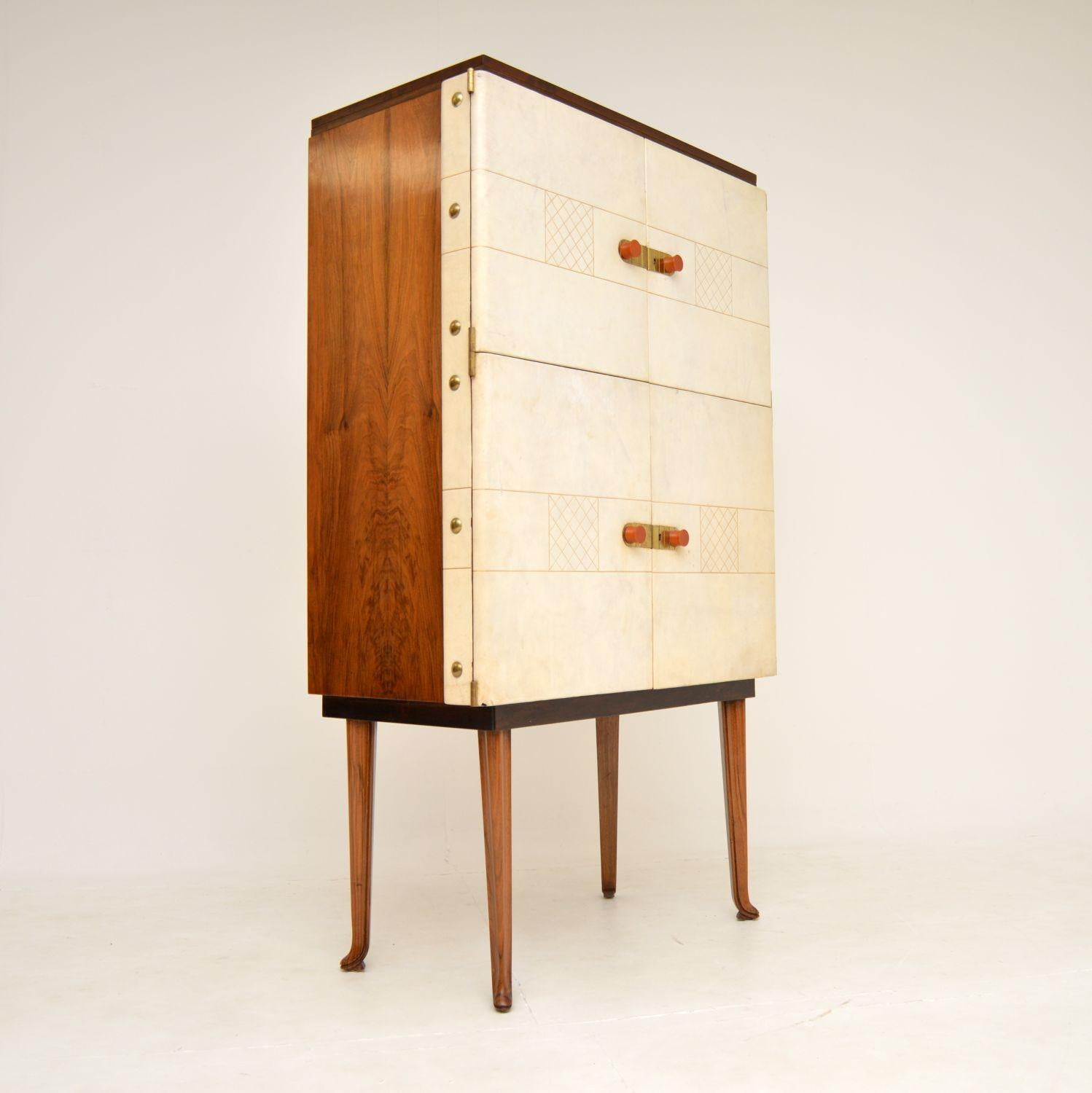 Mid-Century Modern 1950's Walnut & Leather Drinks Cabinet by Laszlo Hoenig