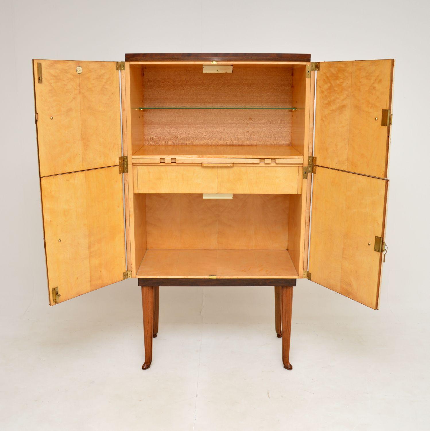 20th Century 1950's Walnut & Leather Drinks Cabinet by Laszlo Hoenig