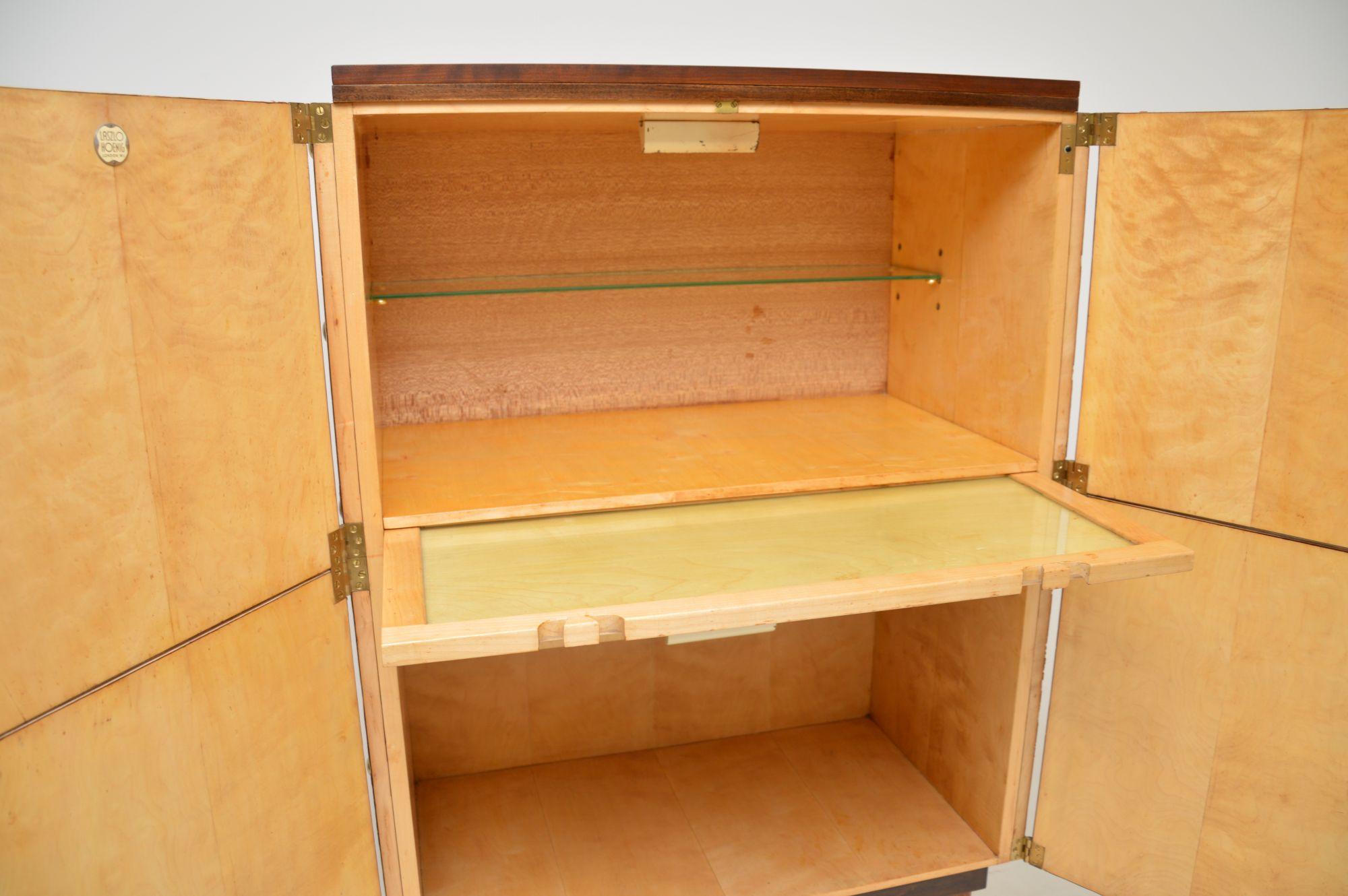 1950's Walnut & Leather Drinks Cabinet by Laszlo Hoenig 1