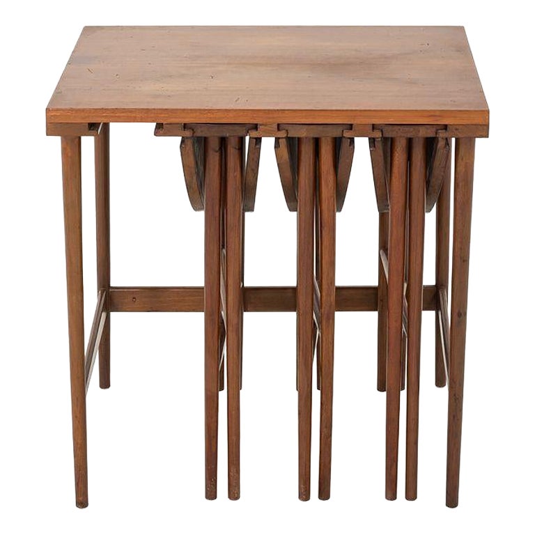 1950s Walnut Nesting or Serving Tables by Bertha Schaefer for Singer & Sons
