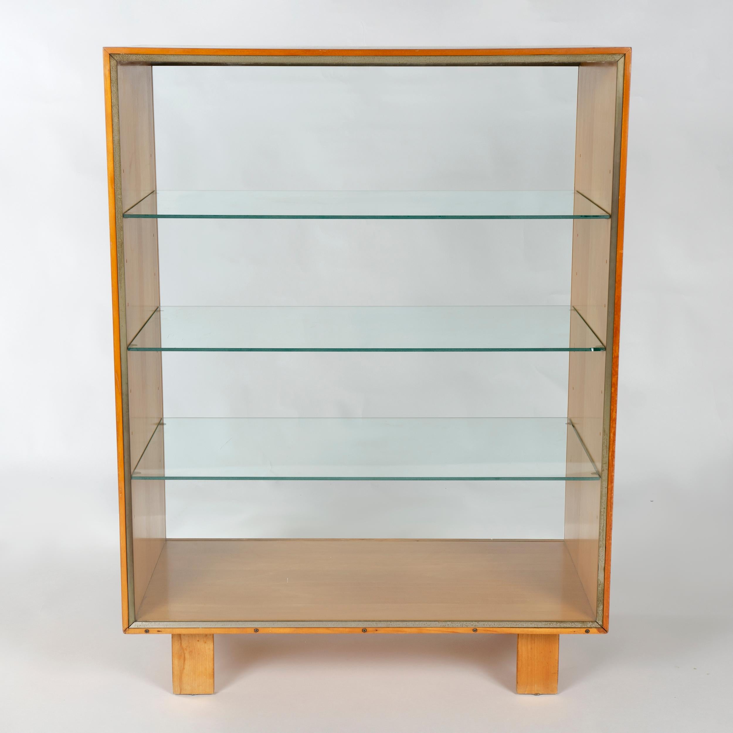 Mid-Century Modern 1950s Walnut Open Cabinet with Glass Shelving by George Nelson for Herman Miller For Sale
