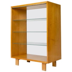 1950s Walnut Open Cabinet with Glass Shelving by George Nelson for Herman Miller