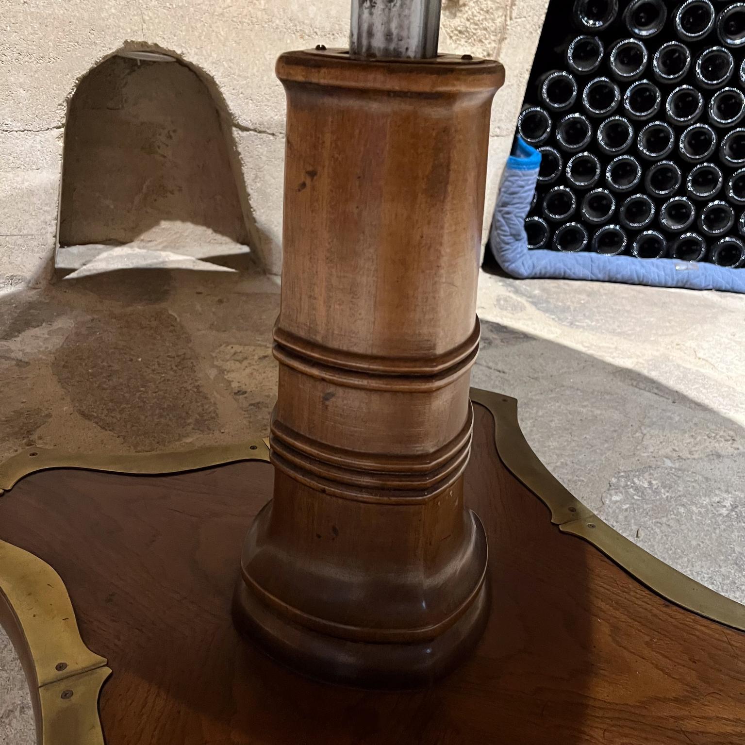 Brass 1950s Walnut Pedestal Dining Table Lever Adjustable Henredon For Sale