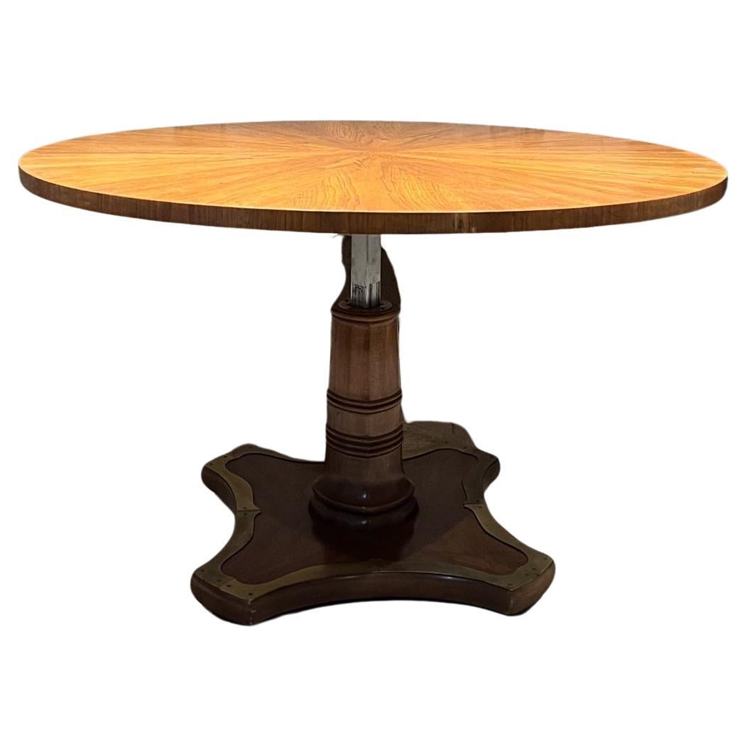1950s Walnut Pedestal Dining Table Lever Adjustable Henredon For Sale