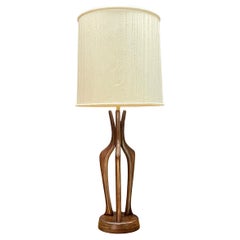 1950s Walnut Sculptural Tri-Spire Table Lamp Mid-Century Modeline Pearsall Tiki