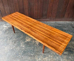 1950s Walnut Slat Bench