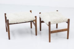 1950s, Walnut Stools by Hugo Frandsen, Spøttrup, Denmark