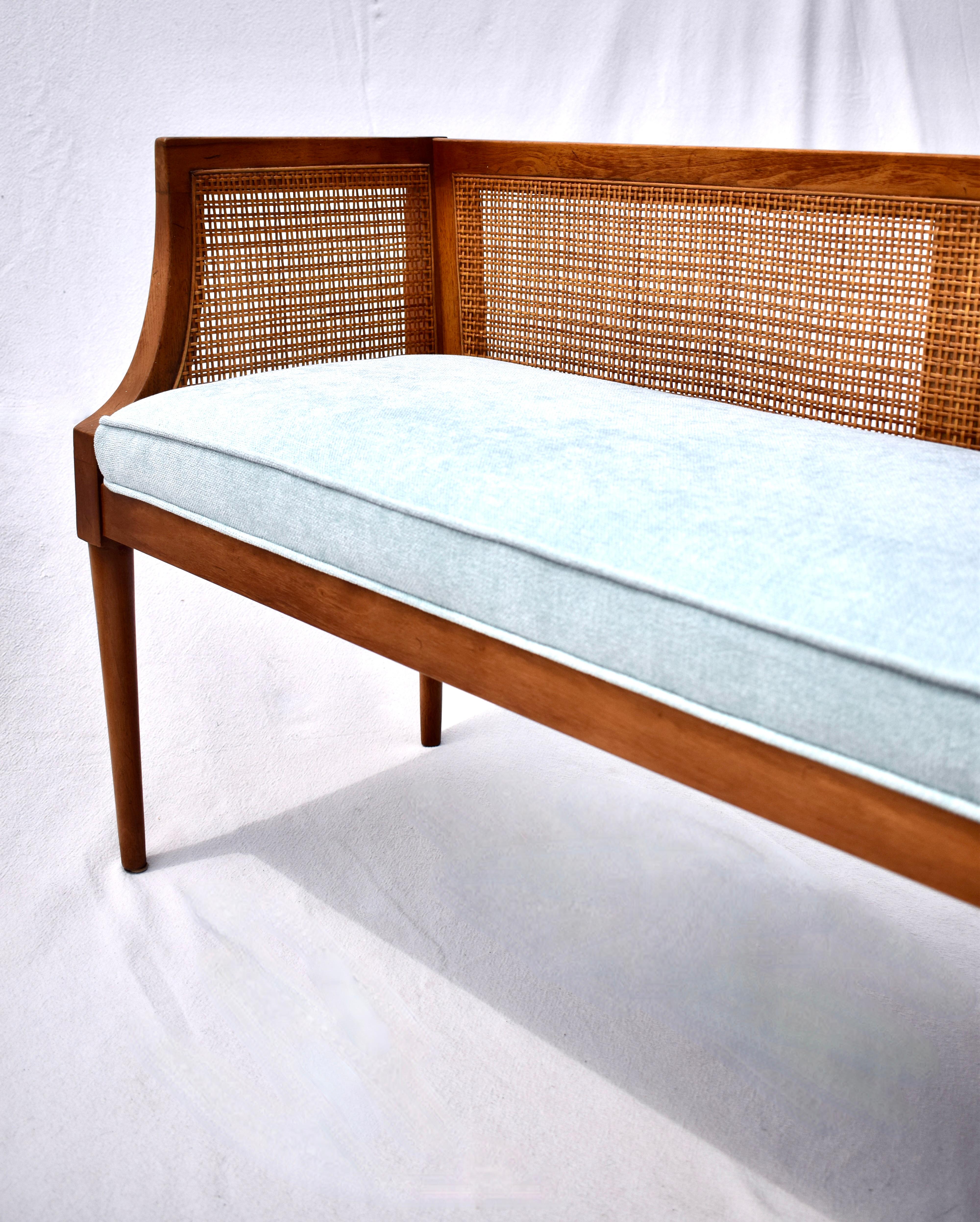 Upholstery 1950s Walnut Window Bench Attributed to Edward Wormley for Dunbar
