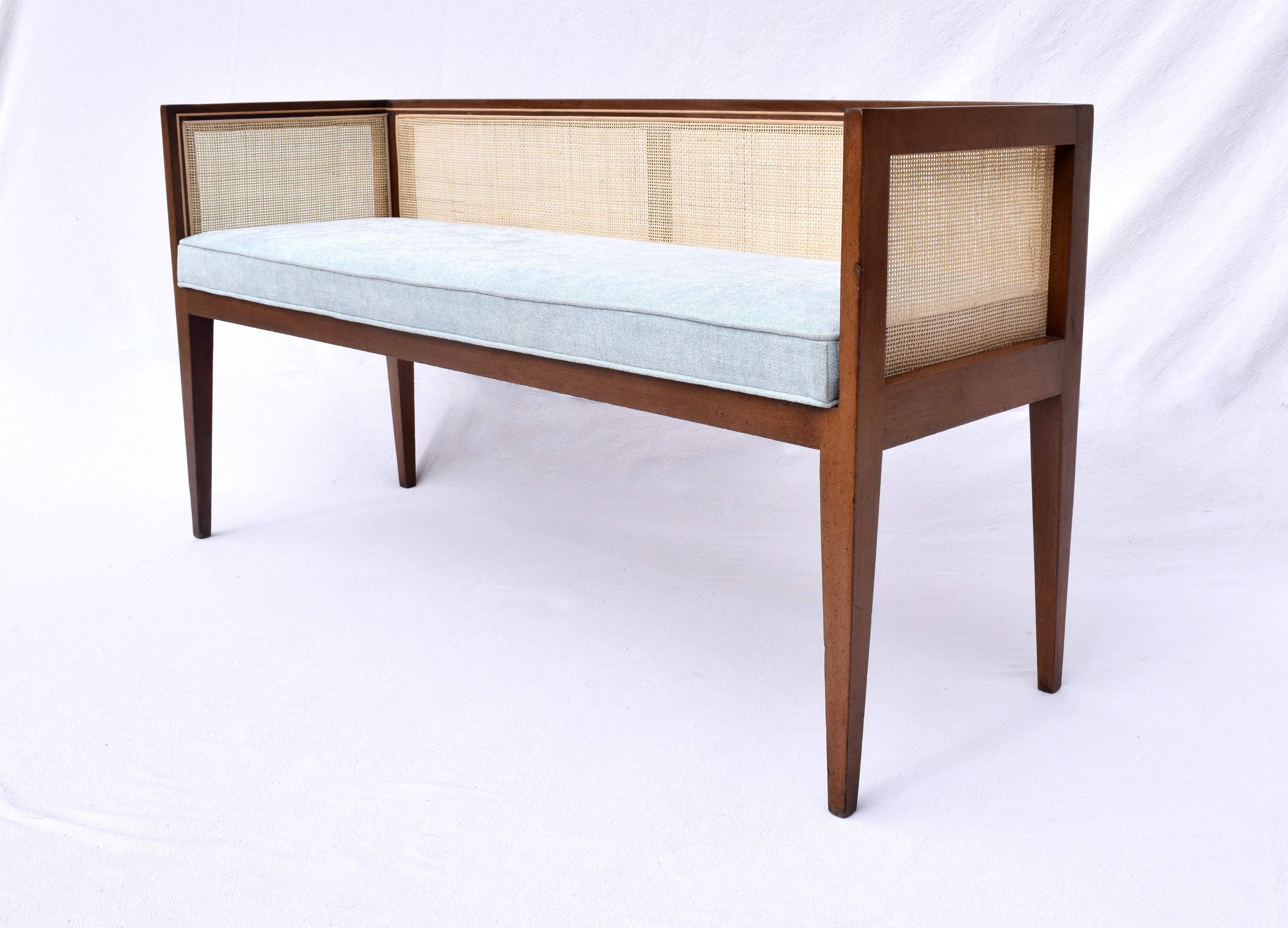 Upholstery 1950s Walnut Window Bench Attributed to Edward Wormley for Dunbar